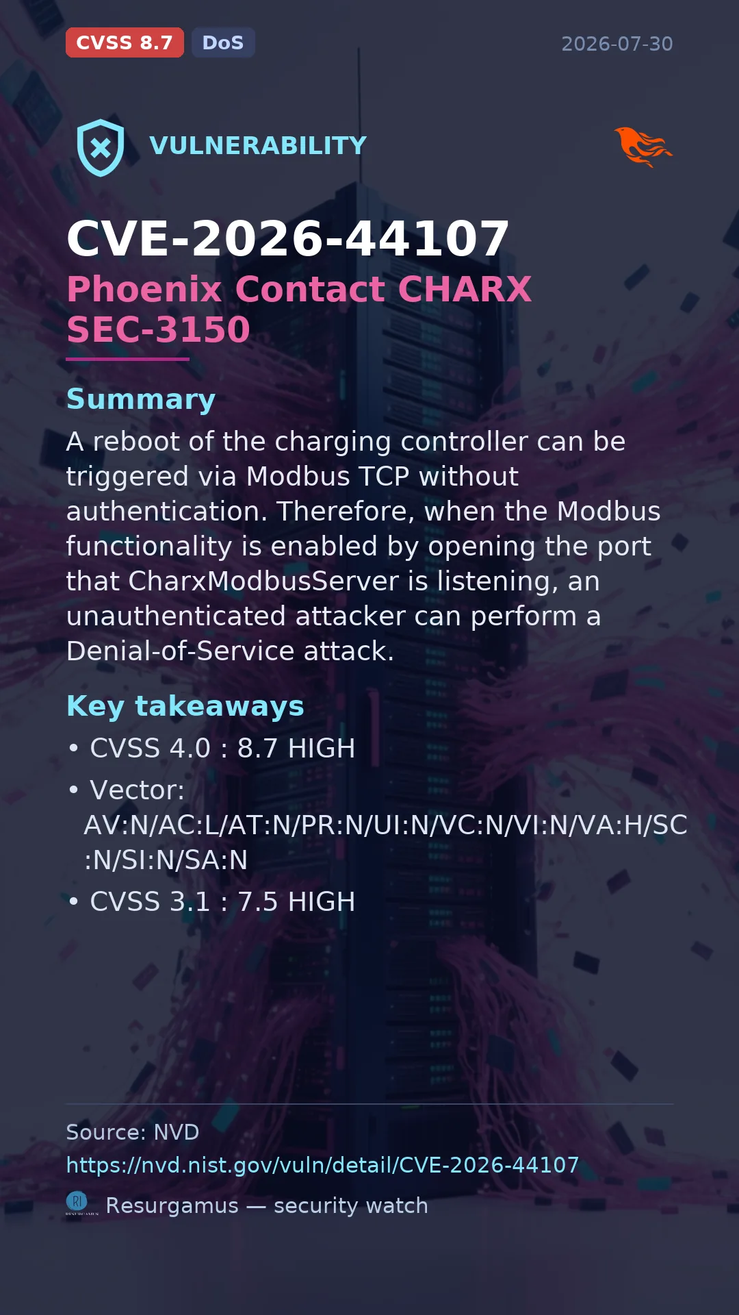 CVE-2026-44107 Phoenix Contact CHARX SEC-3150 Vulnerability