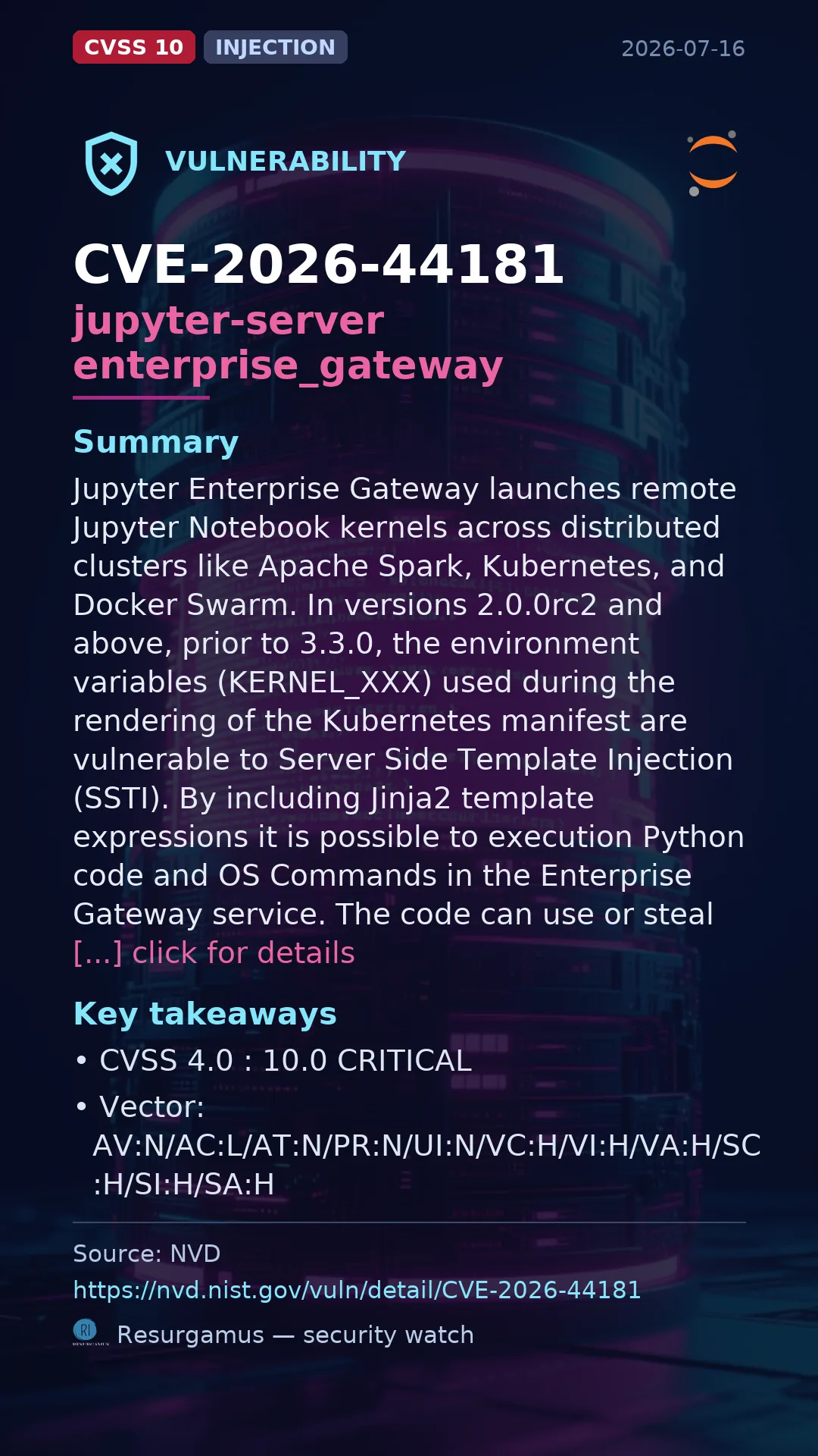 CVE-2026-44181 jupyter-server enterprise_gateway Vulnerability