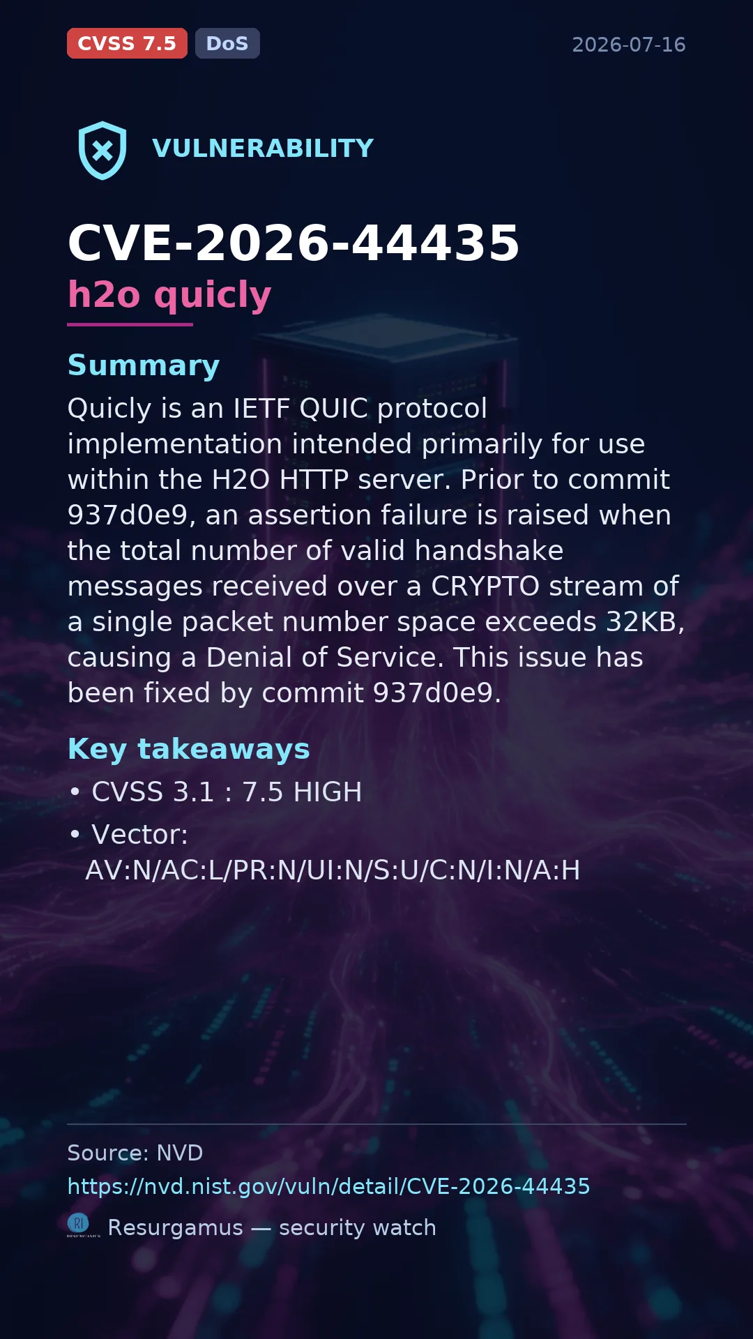 CVE-2026-44435 h2o quicly Vulnerability