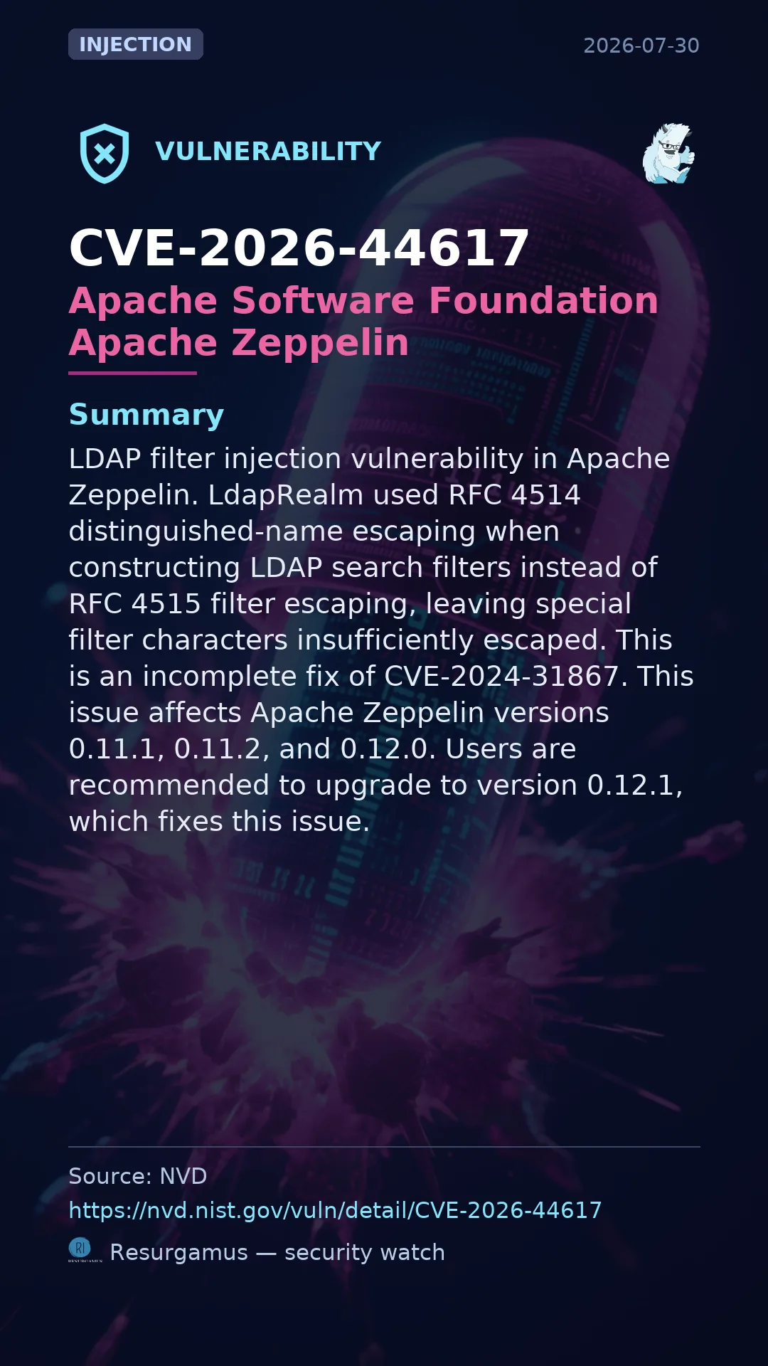 CVE-2026-44617 Apache Software Foundation Apache Zeppelin Vulnerability