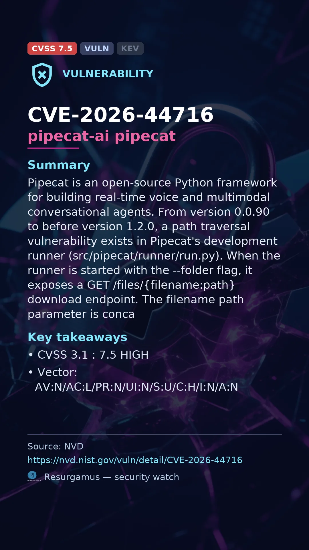 CVE-2026-44716 pipecat-ai pipecat Vulnerability