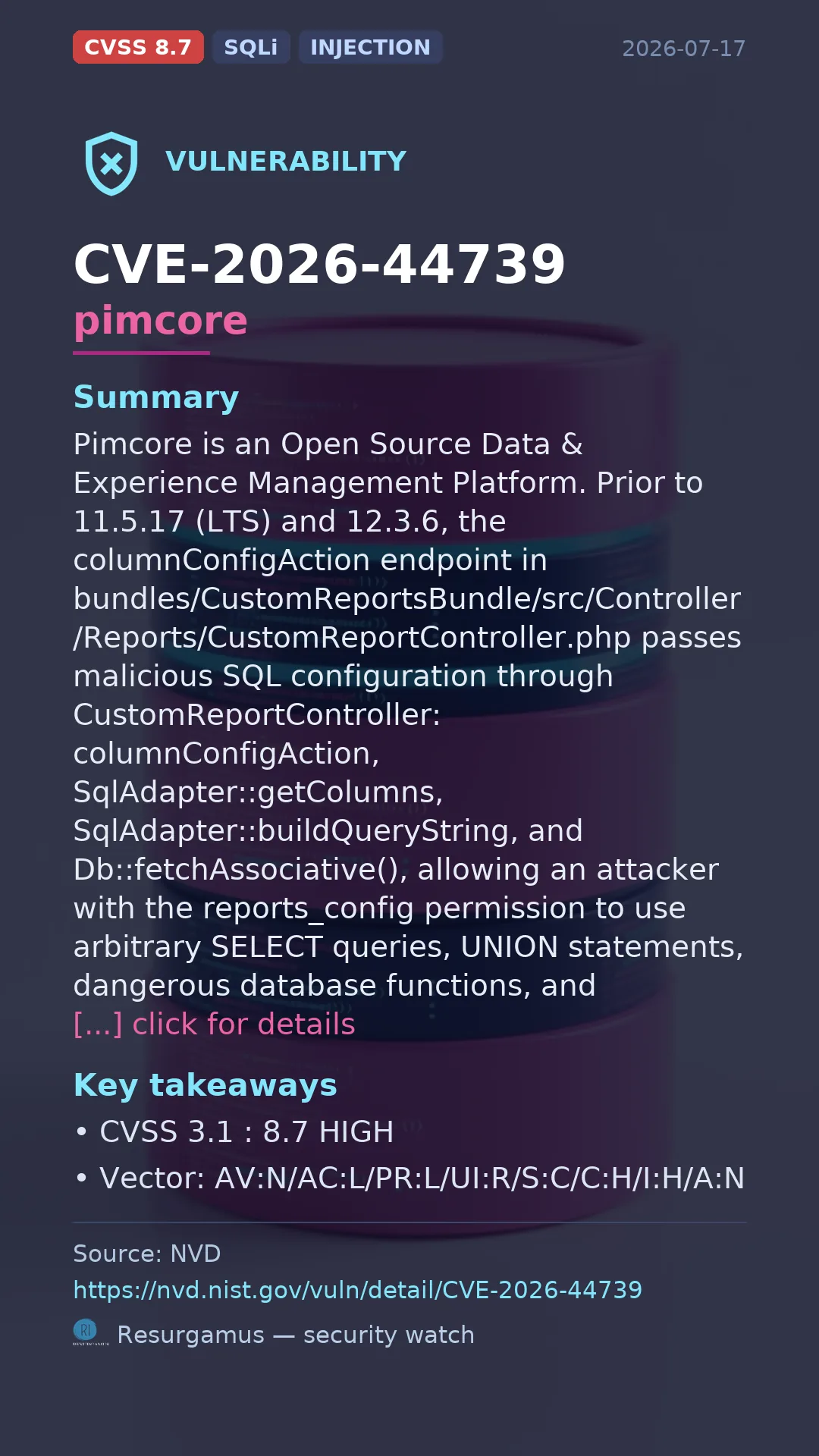CVE-2026-44739 pimcore Vulnerability