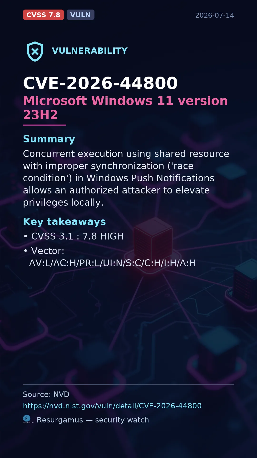 CVE-2026-44800 Microsoft Windows 11 version 23H2 Vulnerability