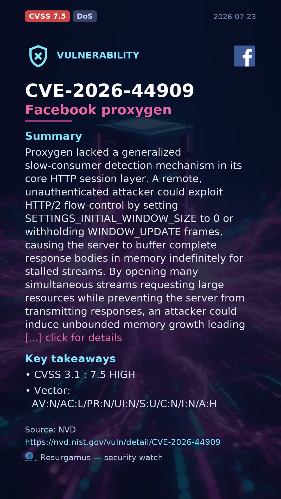 CVE-2026-44909 Facebook proxygen Vulnerability