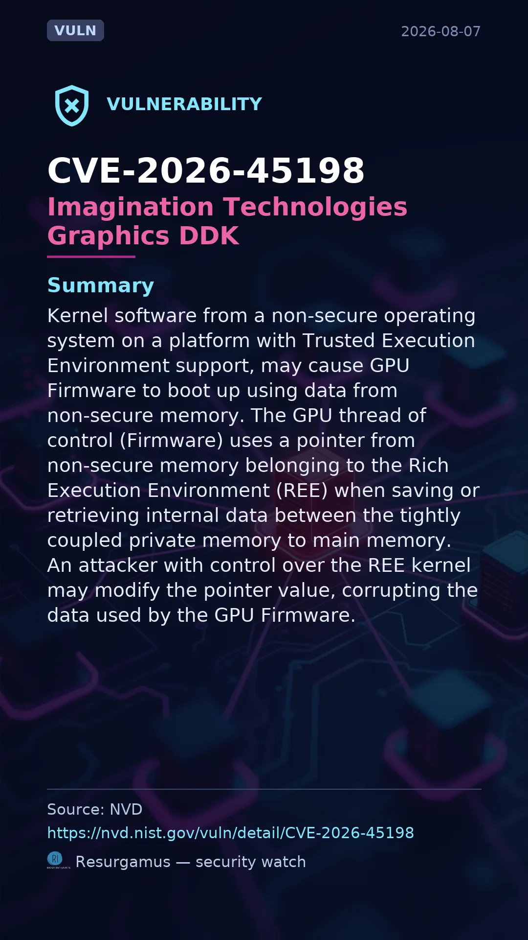 CVE-2026-45198 Imagination Technologies Graphics DDK Vulnerability