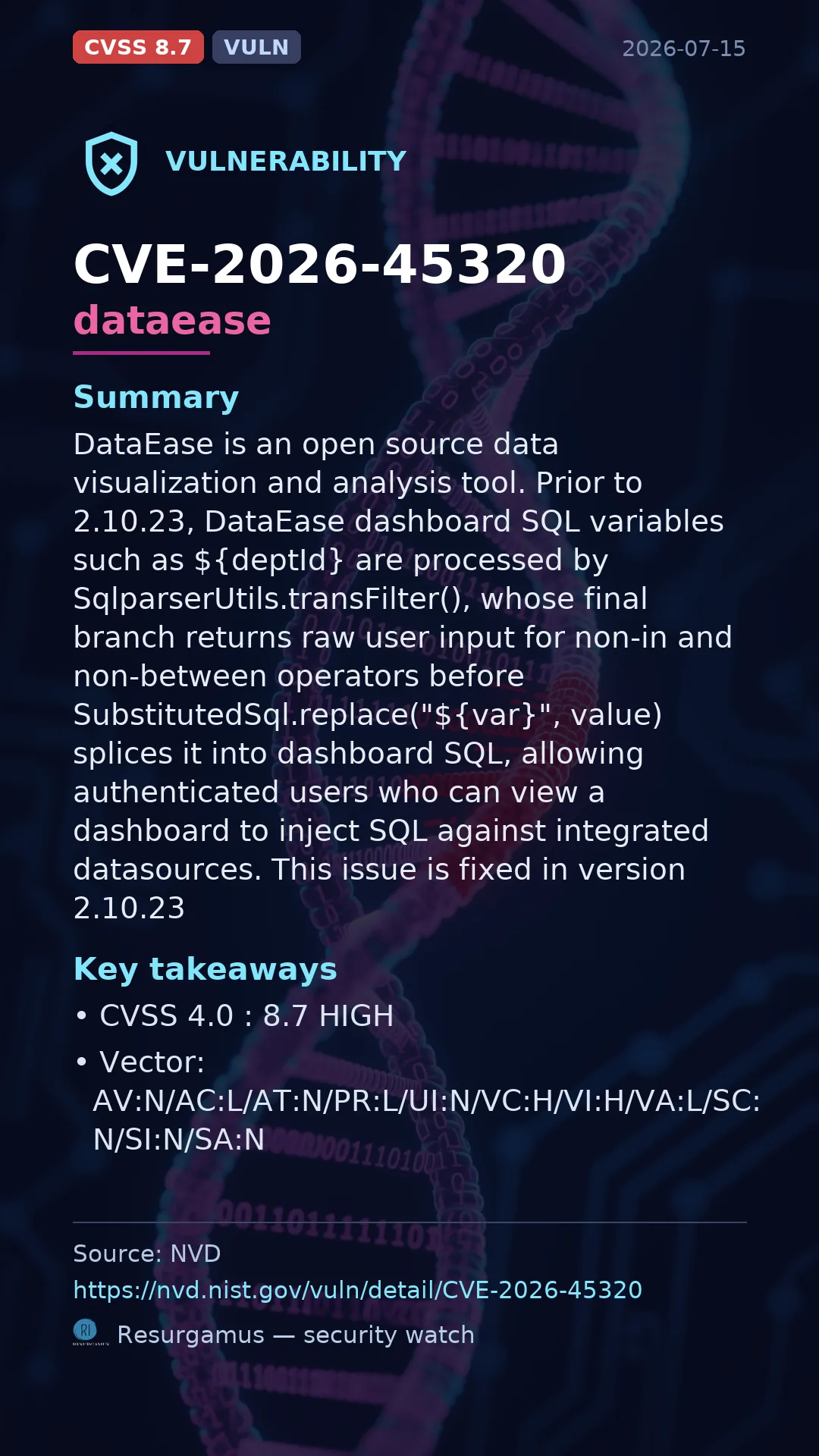 CVE-2026-45320 dataease Vulnerability