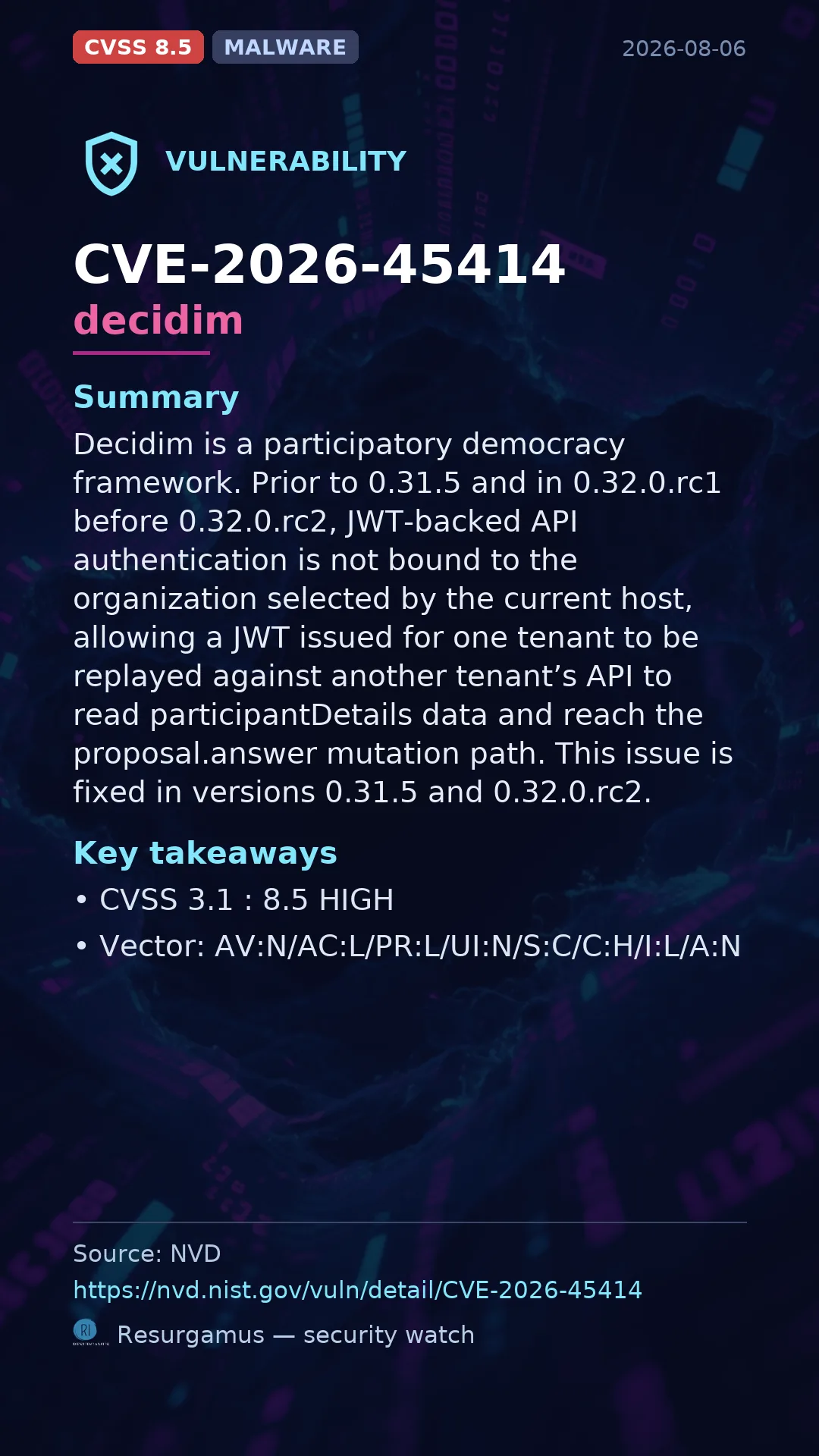 CVE-2026-45414 decidim Vulnerability
