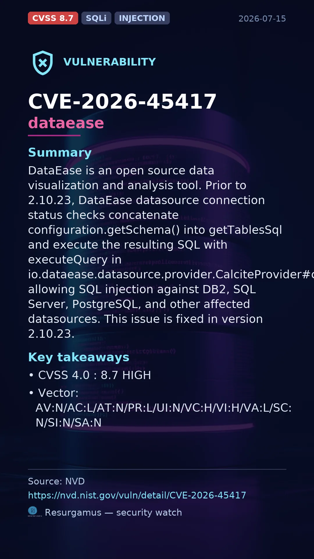 CVE-2026-45417 dataease Vulnerability
