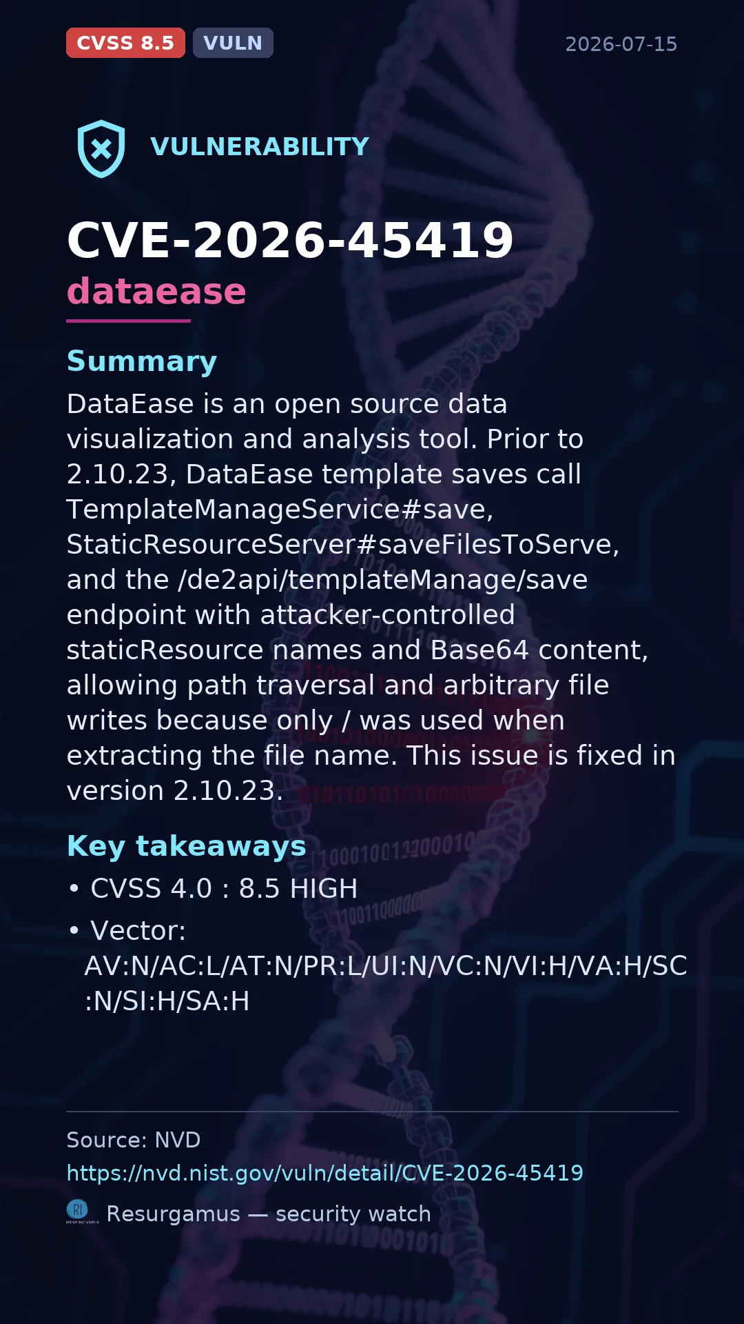 CVE-2026-45419 dataease Vulnerability