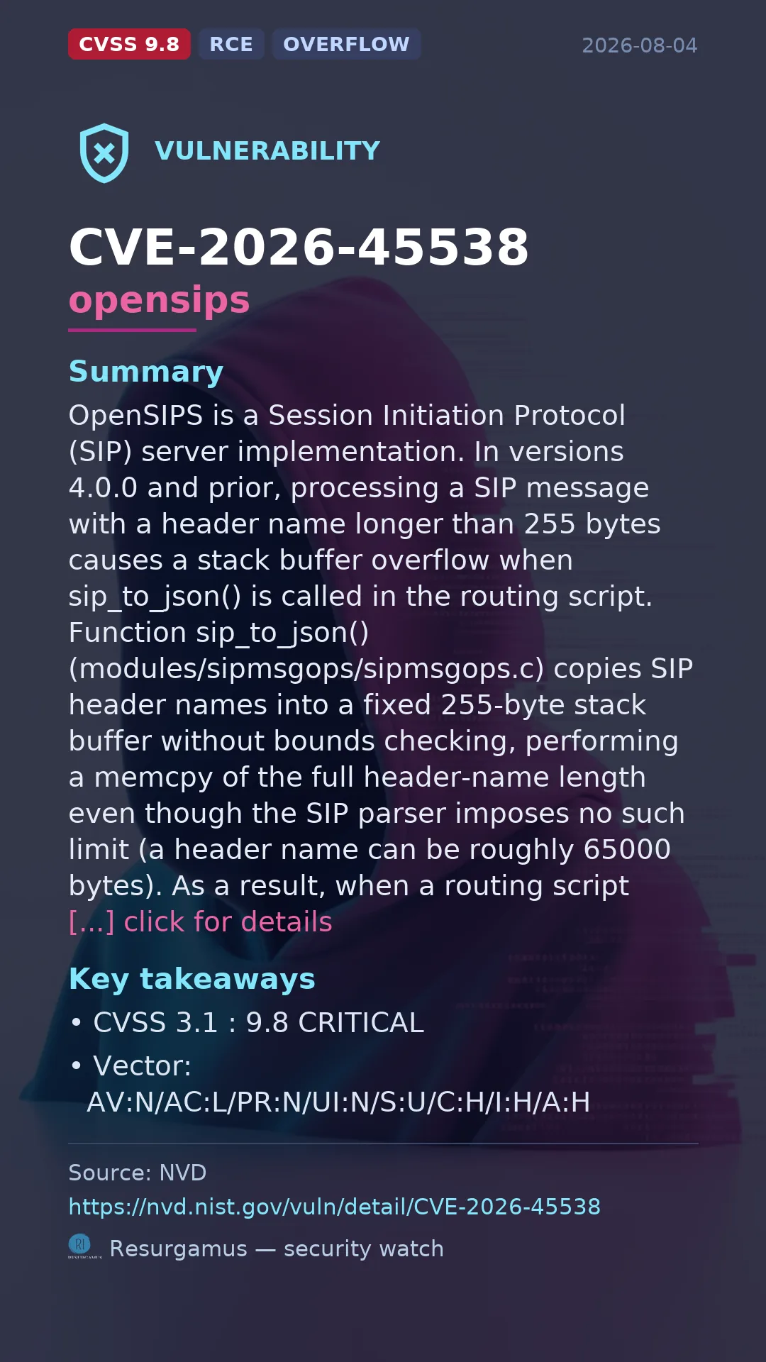 CVE-2026-45538 opensips Vulnerability