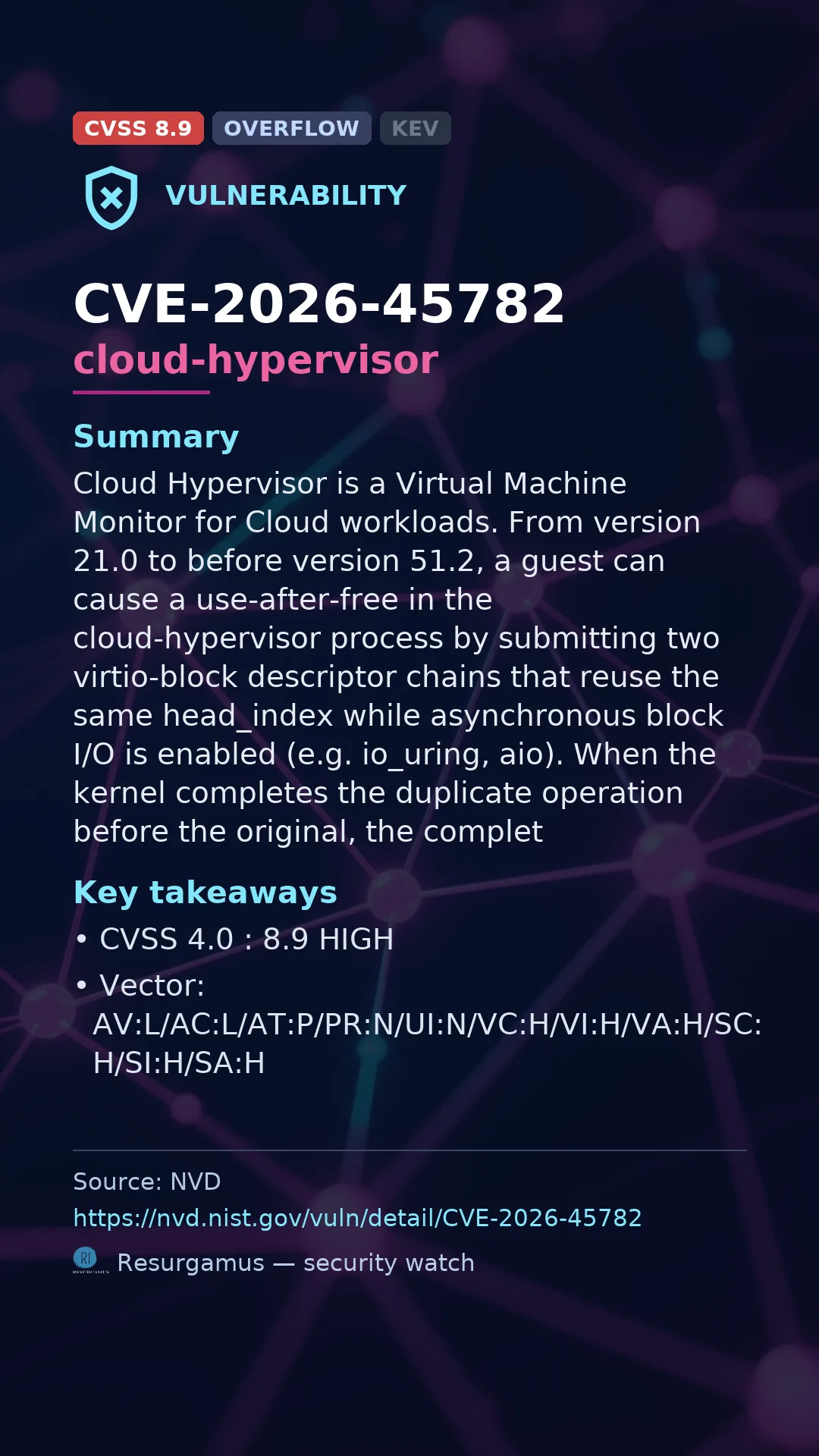 CVE-2026-45782 cloud-hypervisor Vulnerability