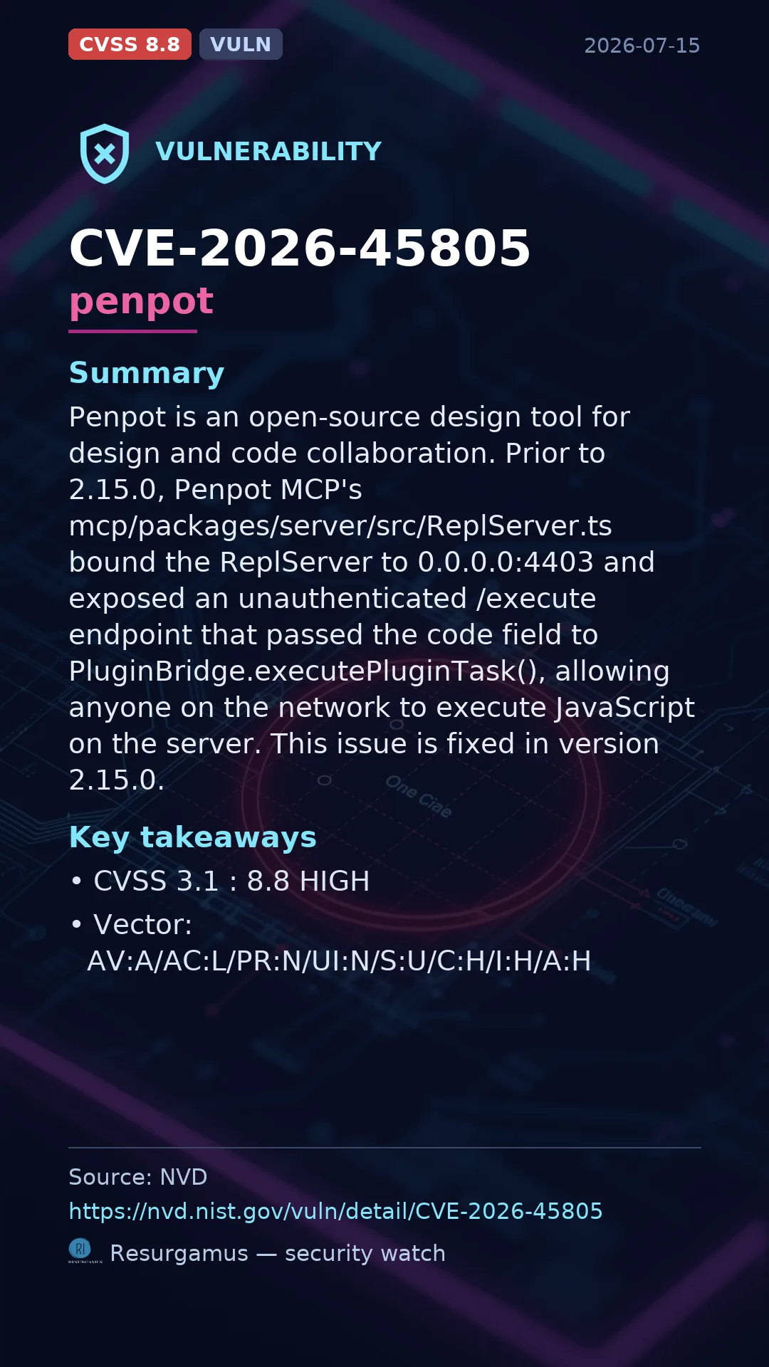 CVE-2026-45805 penpot Vulnerability