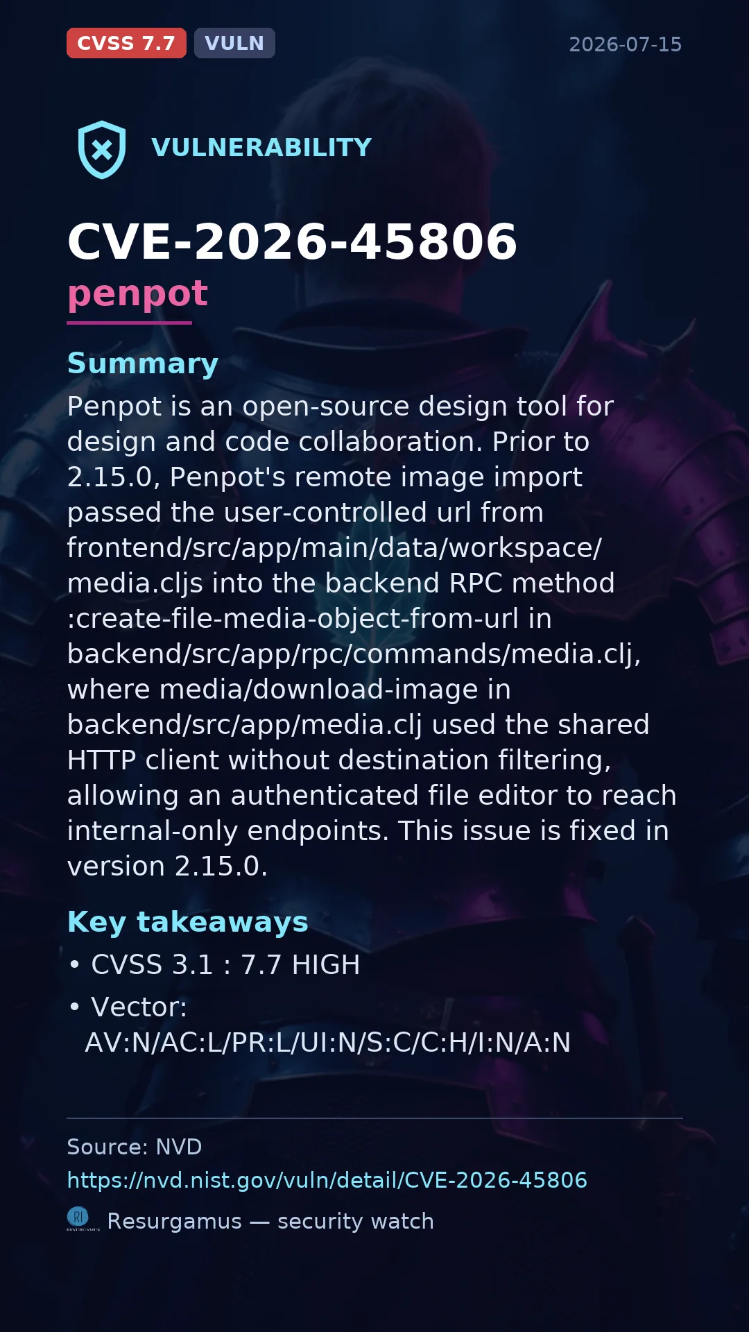 CVE-2026-45806 penpot Vulnerability