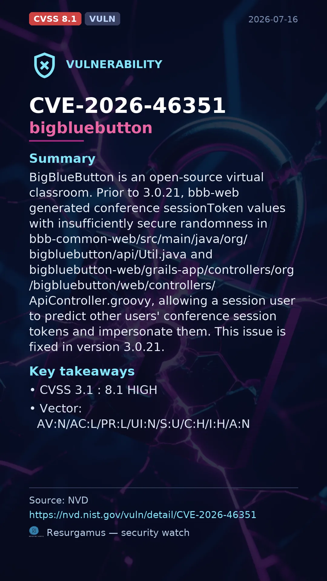 CVE-2026-46351 bigbluebutton Vulnerability