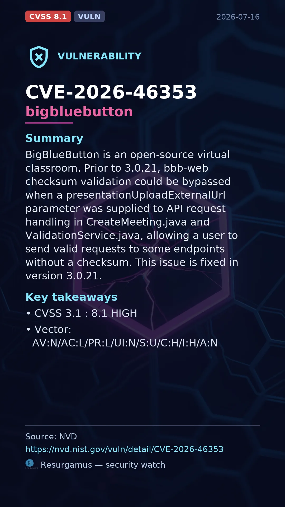 CVE-2026-46353 bigbluebutton Vulnerability
