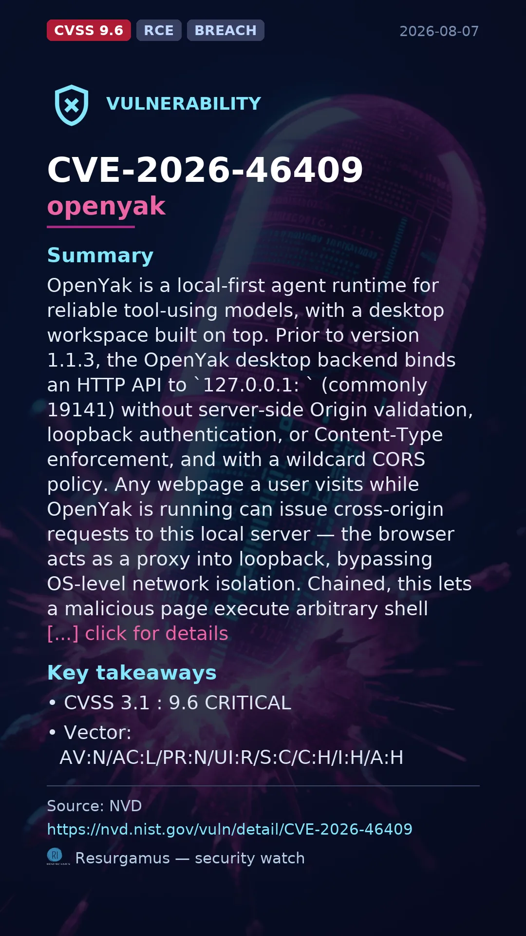 CVE-2026-46409 openyak Vulnerability