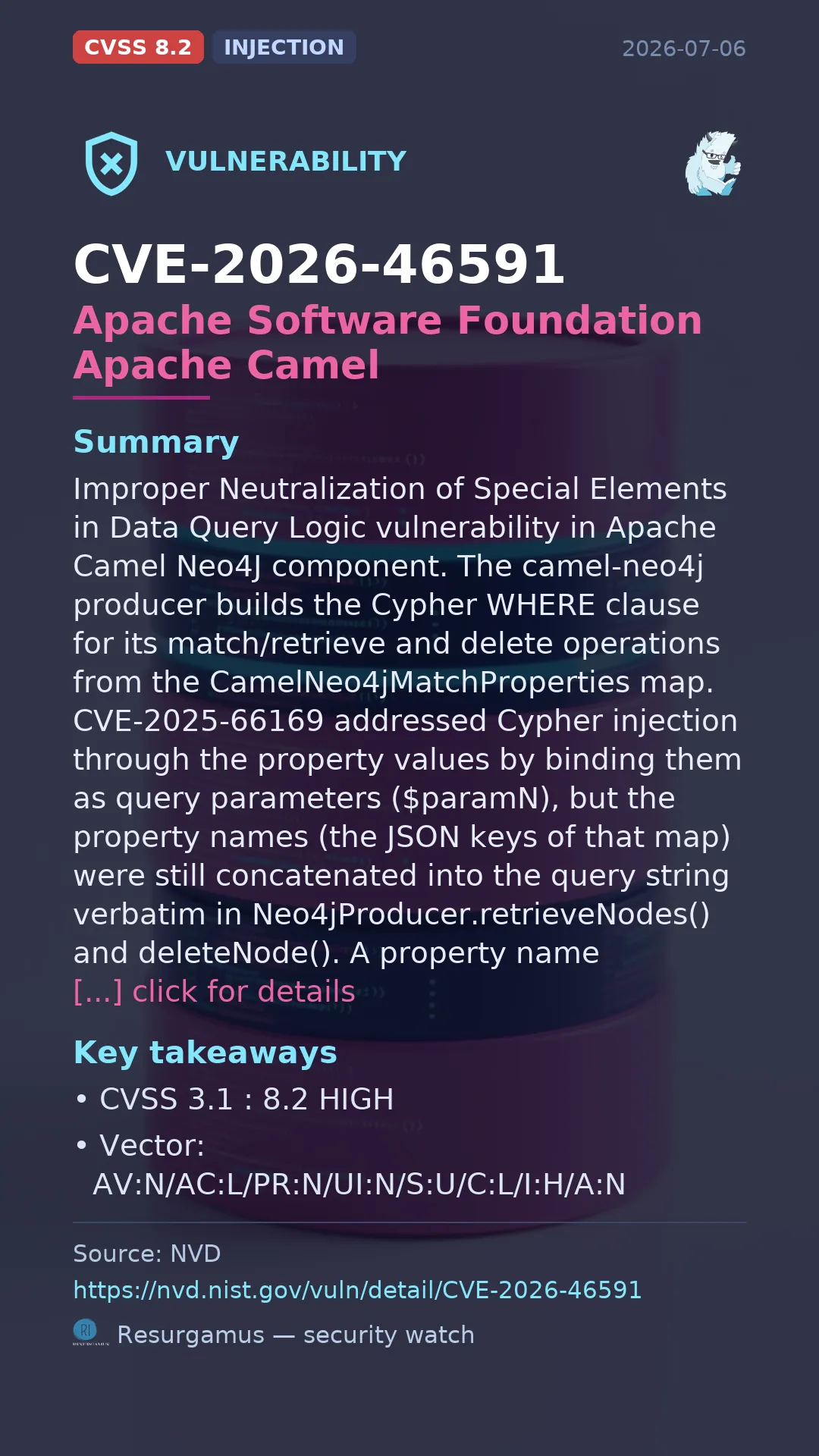 CVE-2026-46591 Apache Software Foundation Apache Camel Vulnerability