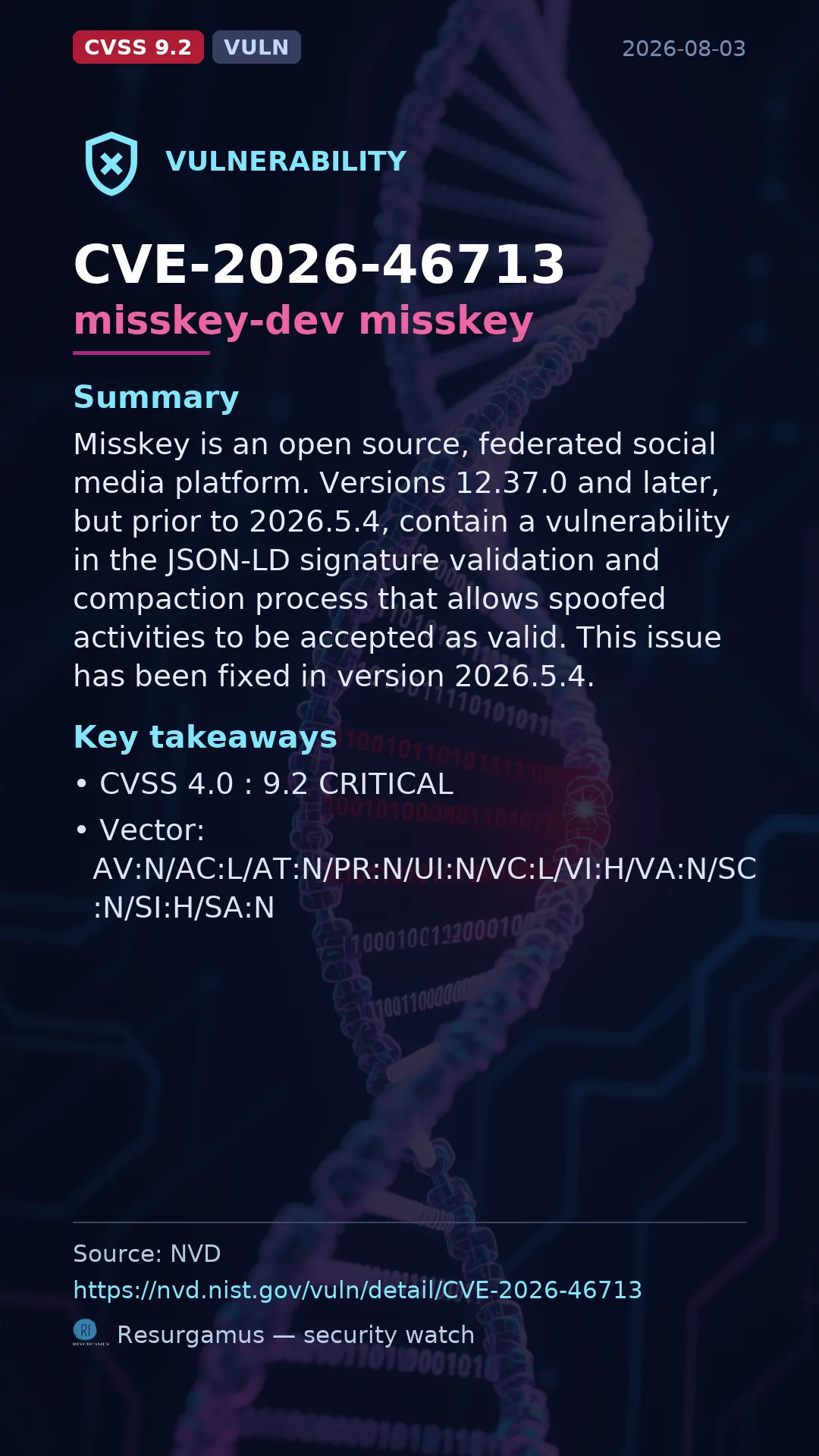CVE-2026-46713 misskey-dev misskey Vulnerability