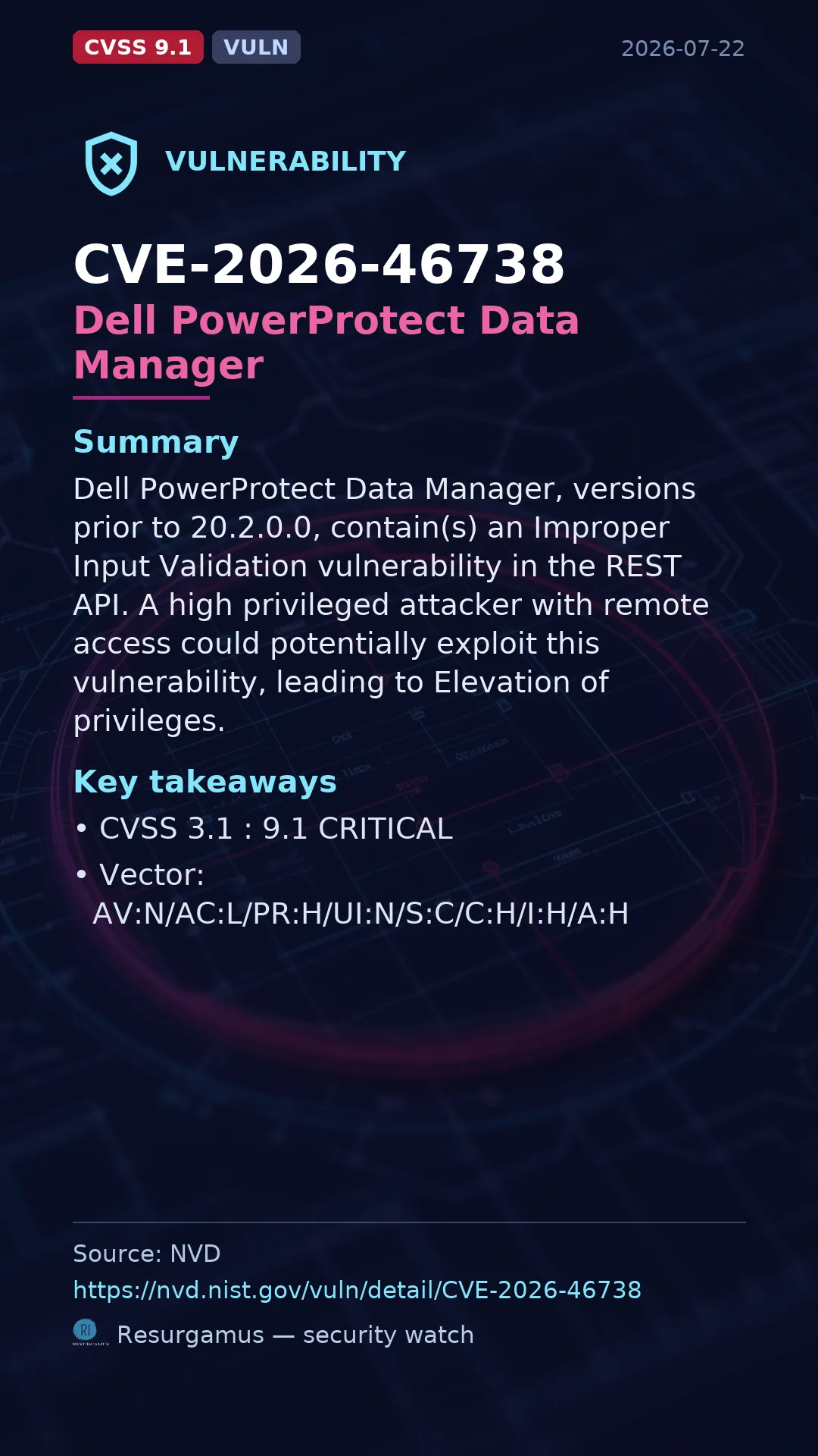 CVE-2026-46738 Dell PowerProtect Data Manager Vulnerability
