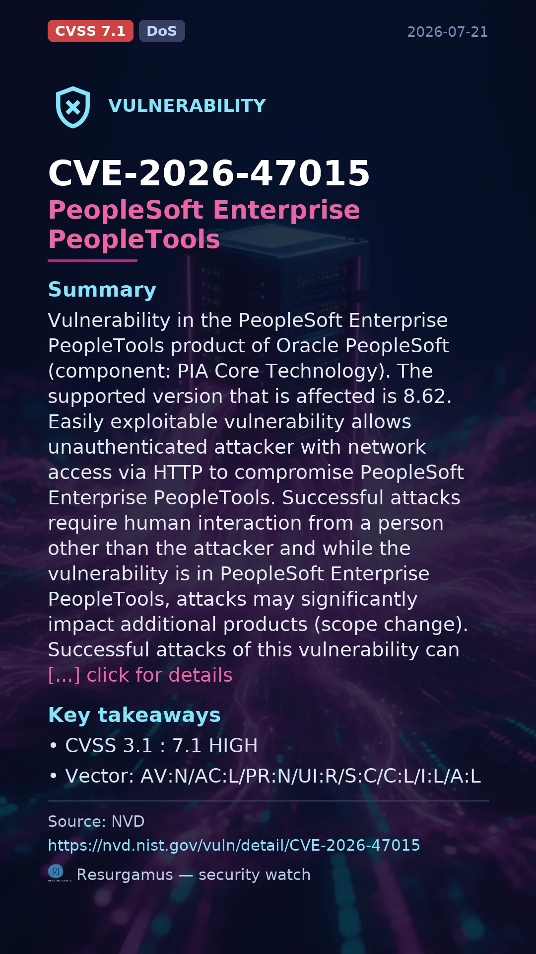 CVE-2026-47015 PeopleSoft Enterprise PeopleTools Vulnerability