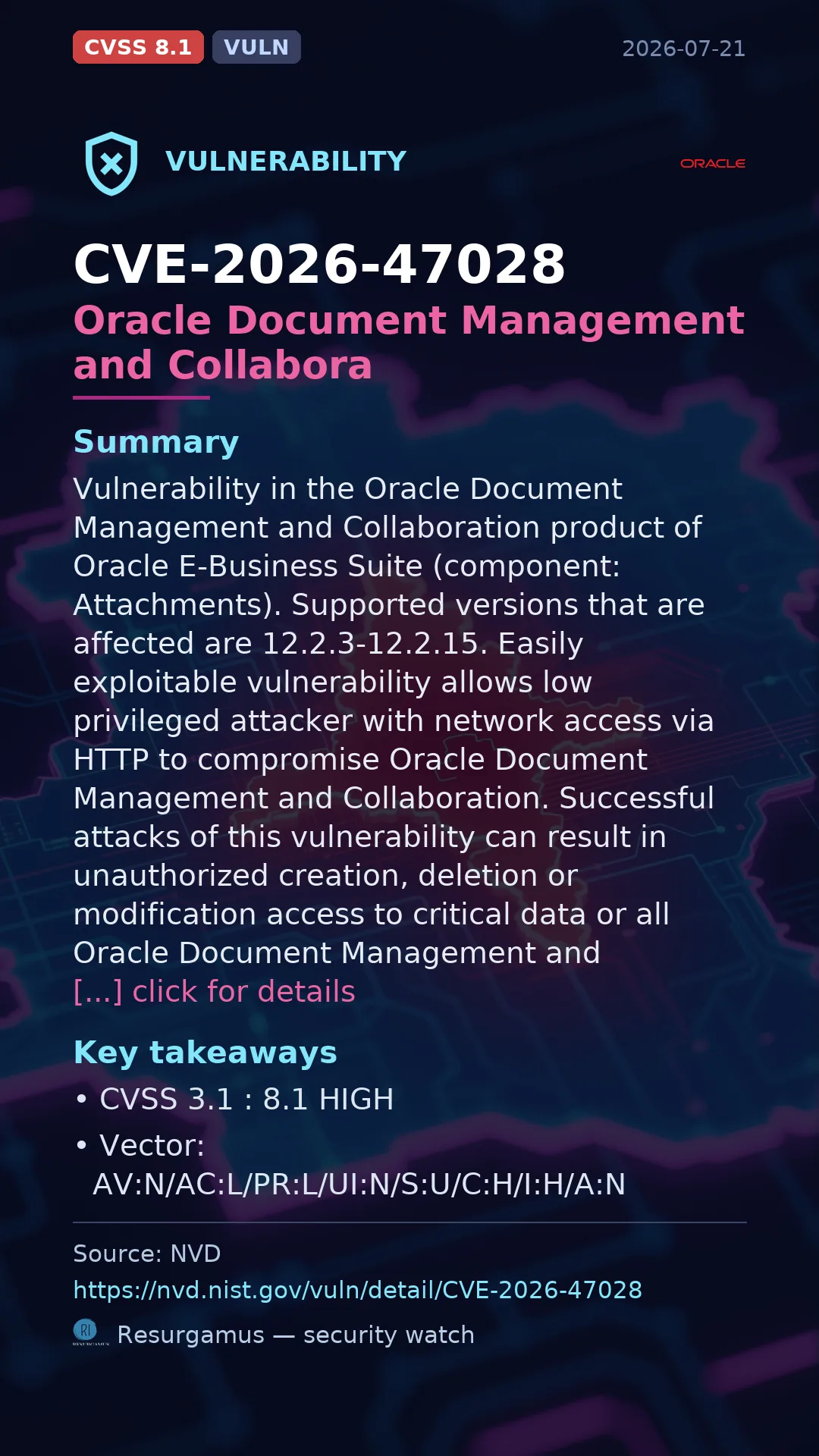 CVE-2026-47028 Oracle Document Management and Collabora Vulnerability