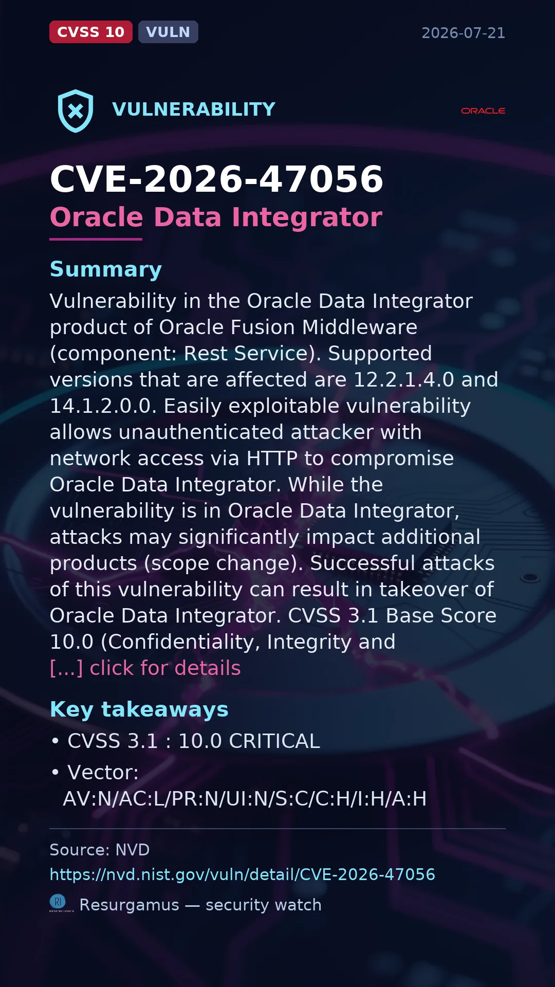 CVE-2026-47056 Oracle Data Integrator Vulnerability