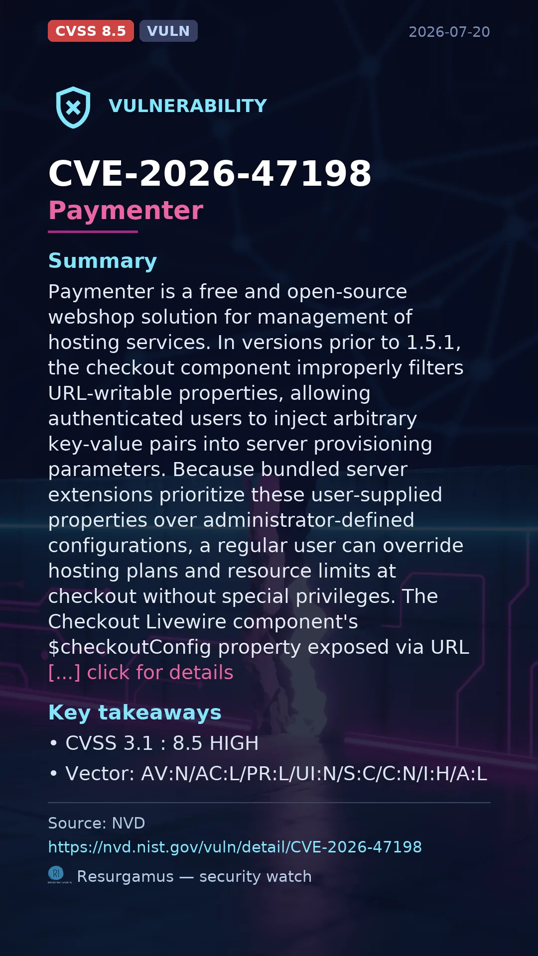 CVE-2026-47198 Paymenter Vulnerability