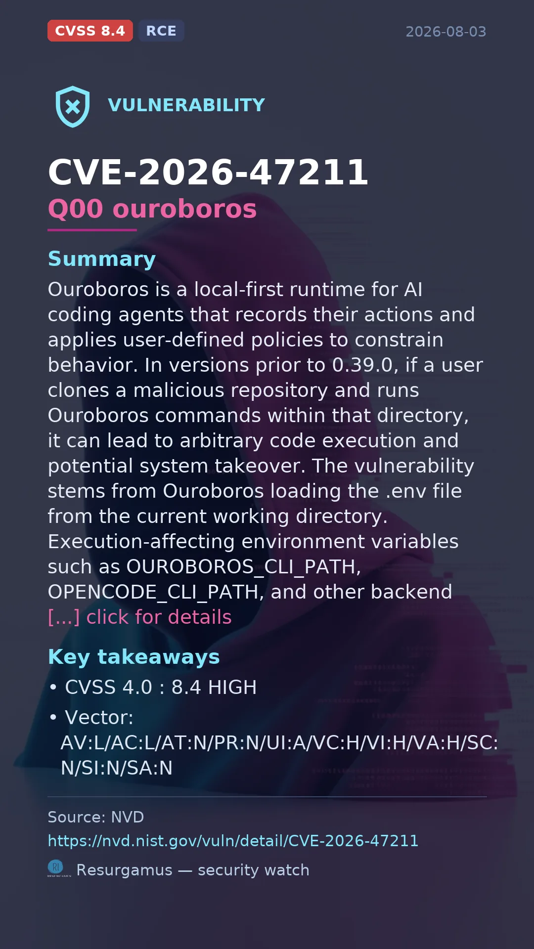 CVE-2026-47211 Q00 ouroboros Vulnerability