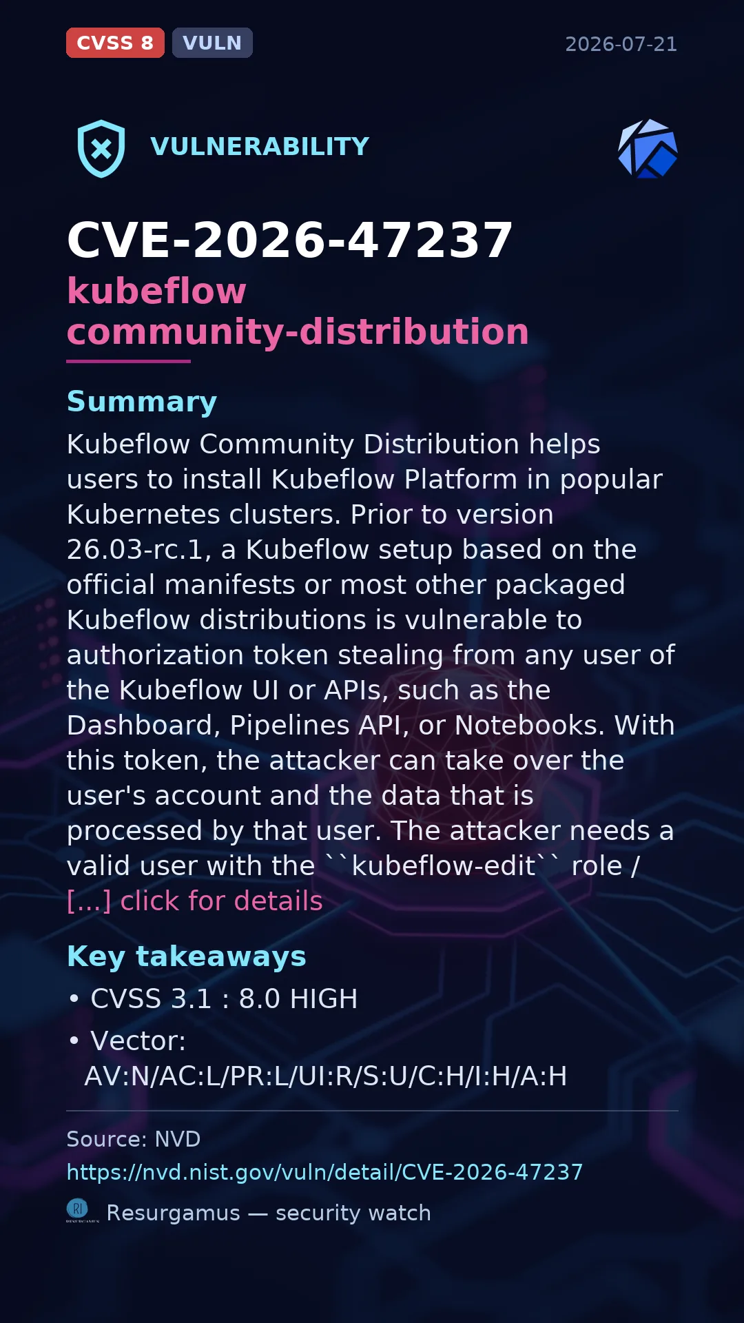 CVE-2026-47237 kubeflow community-distribution Vulnerability