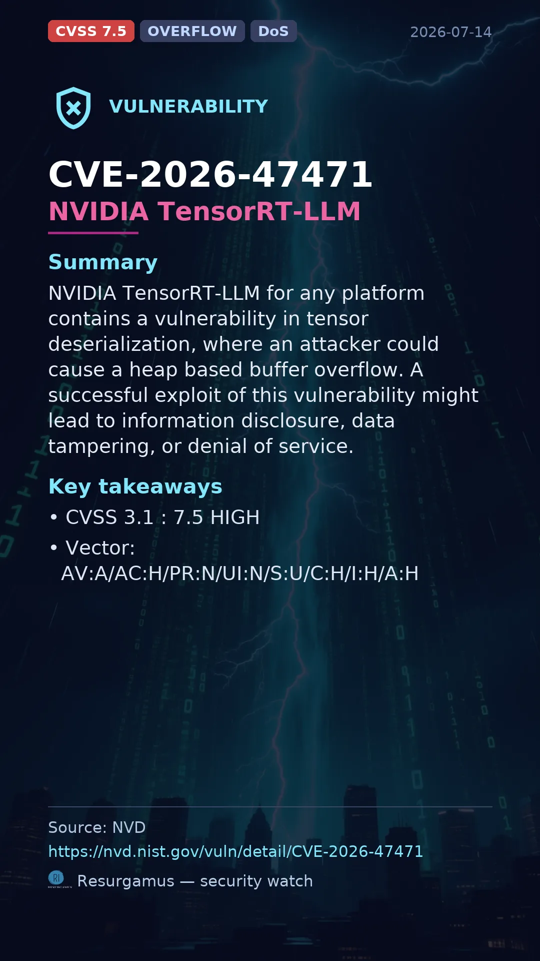 CVE-2026-47471 NVIDIA TensorRT-LLM Vulnerability
