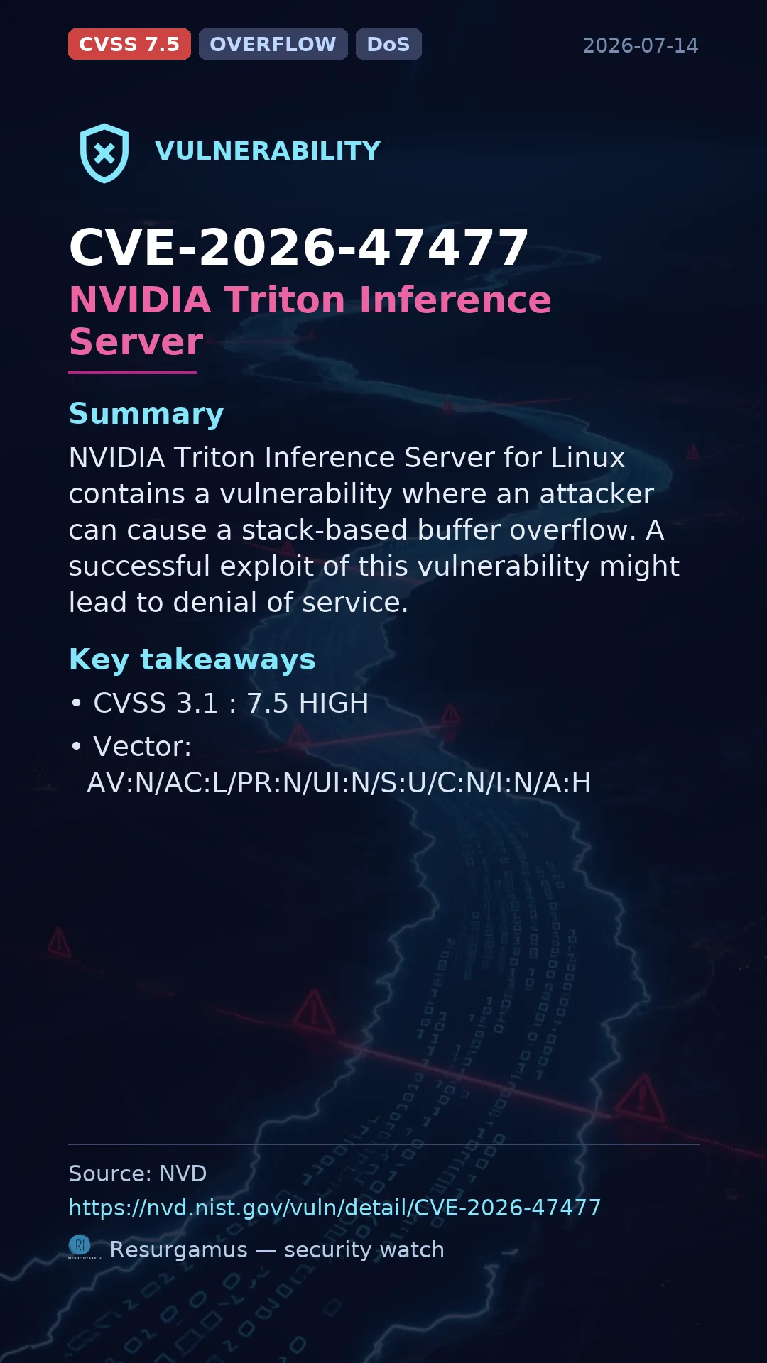 CVE-2026-47477 NVIDIA Triton Inference Server Vulnerability