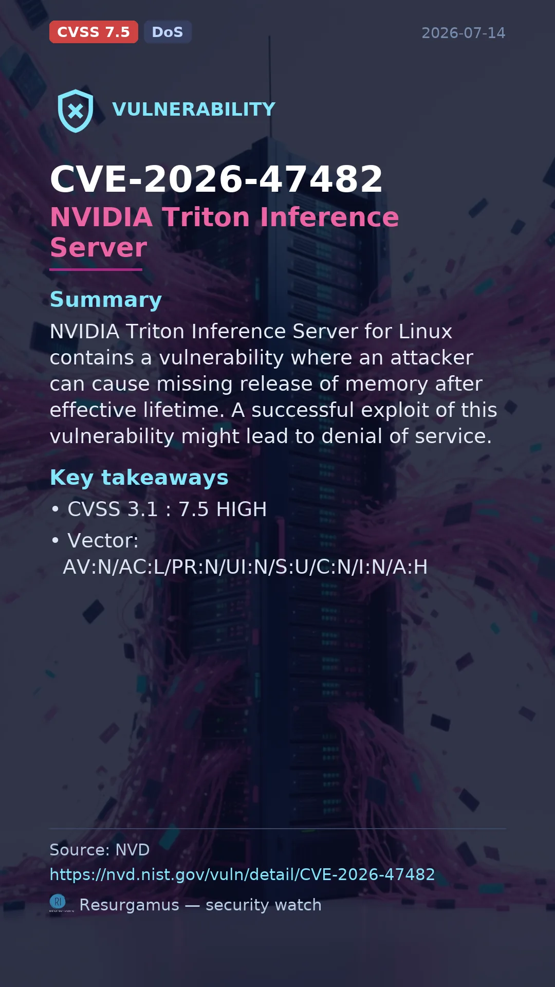 CVE-2026-47482 NVIDIA Triton Inference Server Vulnerability