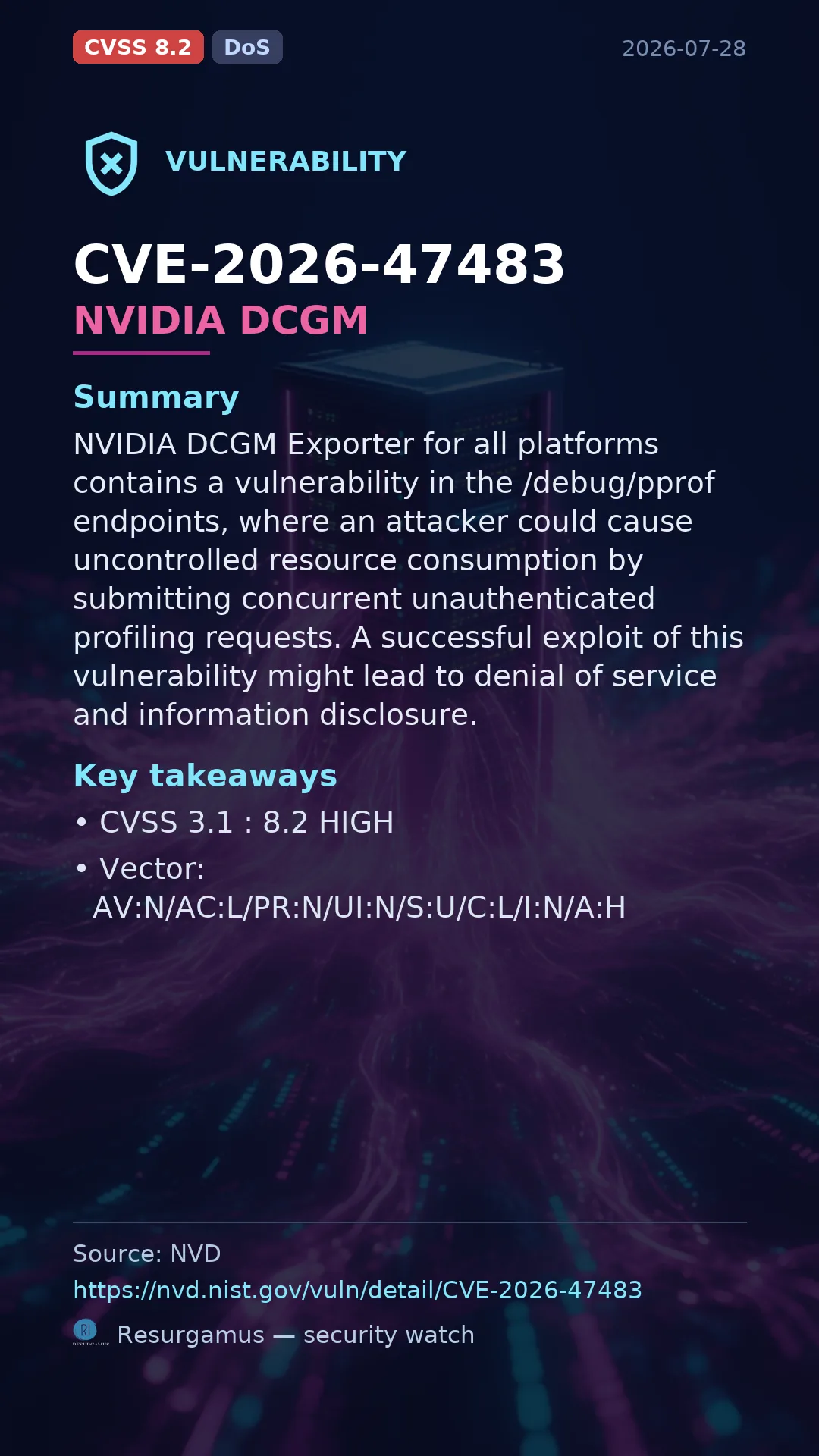 CVE-2026-47483 NVIDIA DCGM Vulnerability