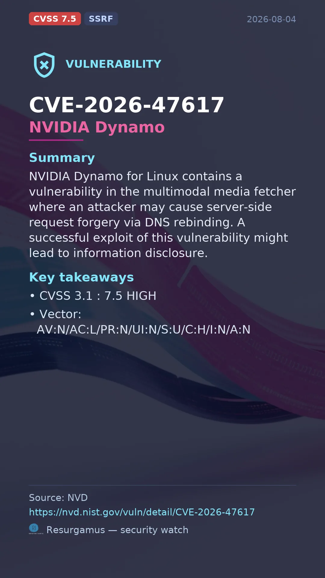 CVE-2026-47617 NVIDIA Dynamo Vulnerability