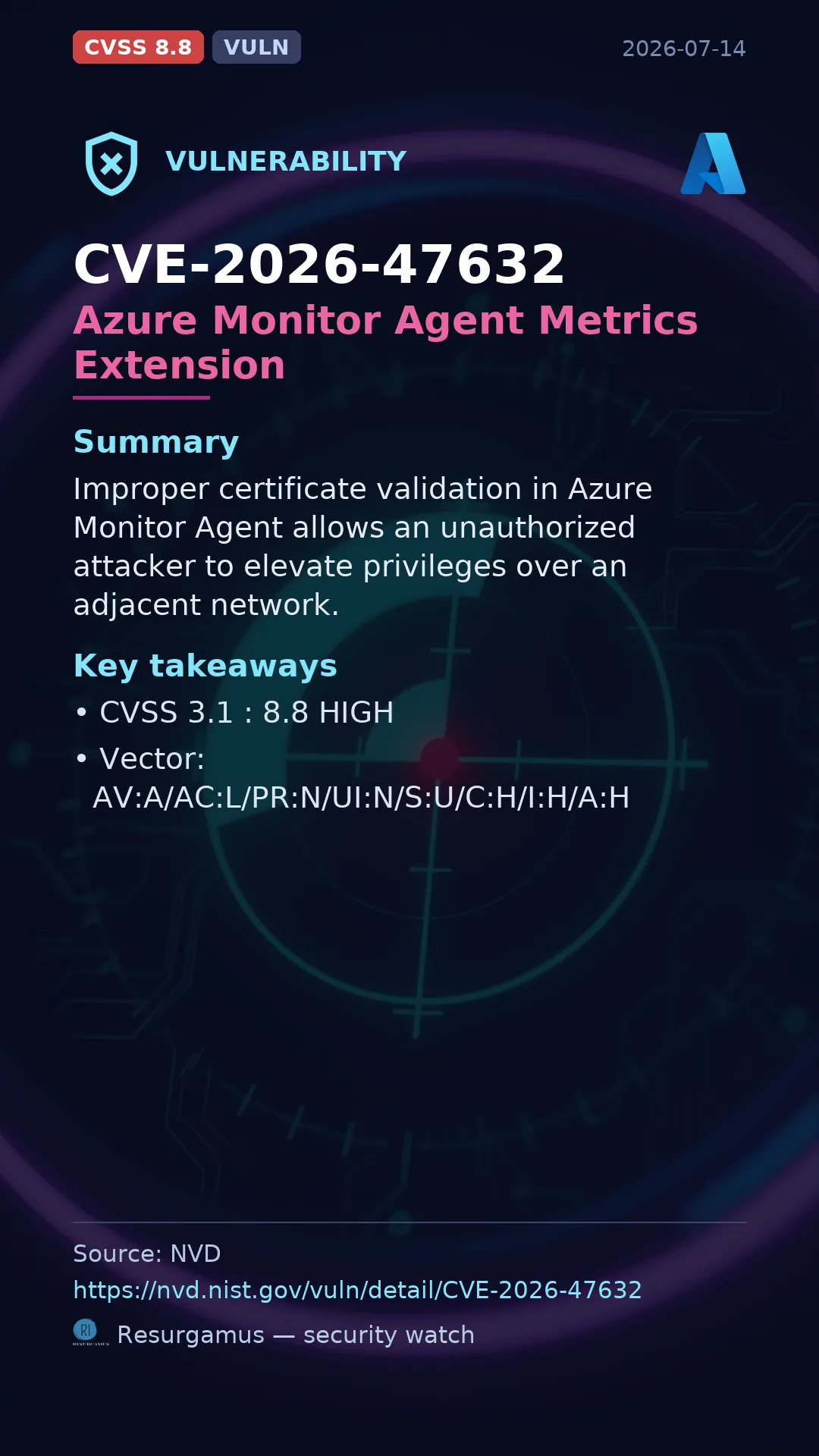 CVE-2026-47632 Azure Monitor Agent Metrics Extension Vulnerability
