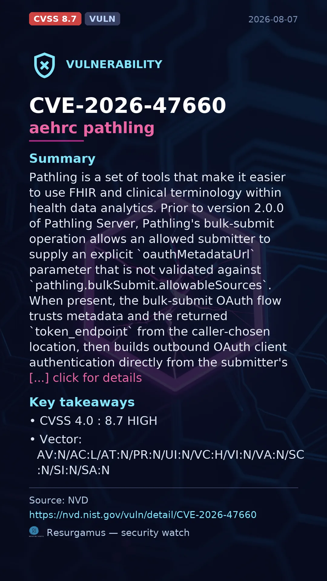 CVE-2026-47660 aehrc pathling Vulnerability
