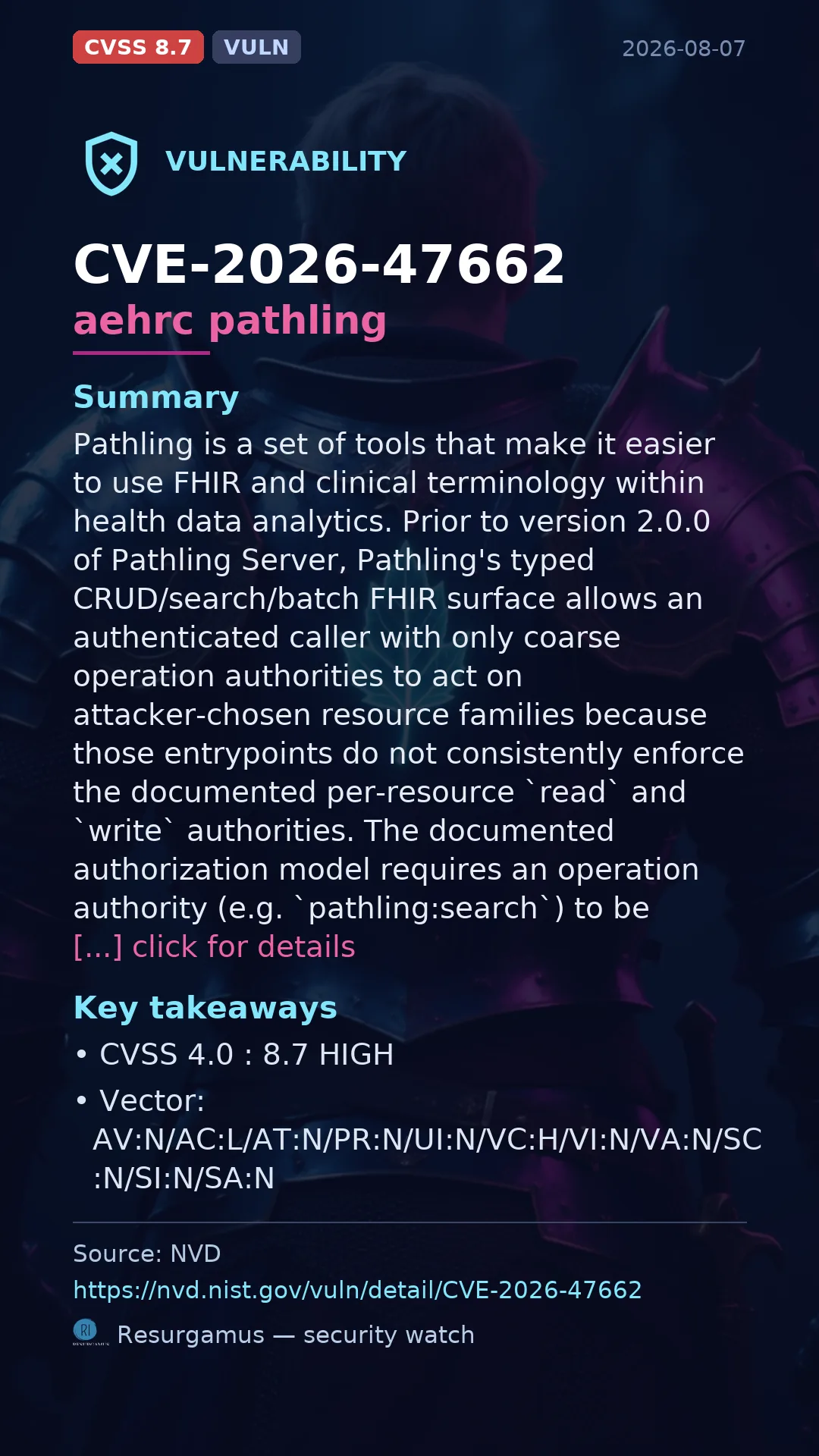 CVE-2026-47662 aehrc pathling Vulnerability
