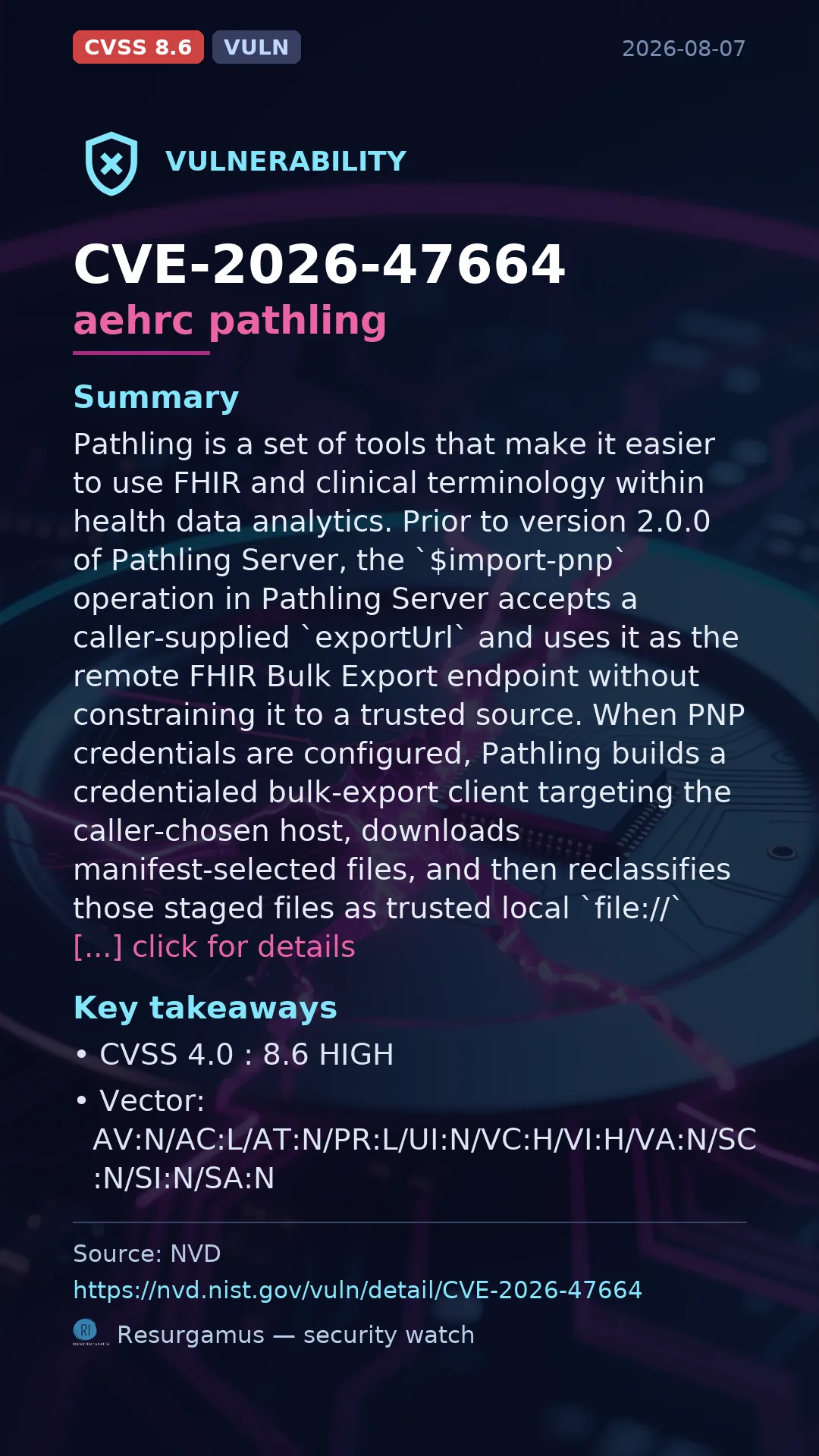 CVE-2026-47664 aehrc pathling Vulnerability