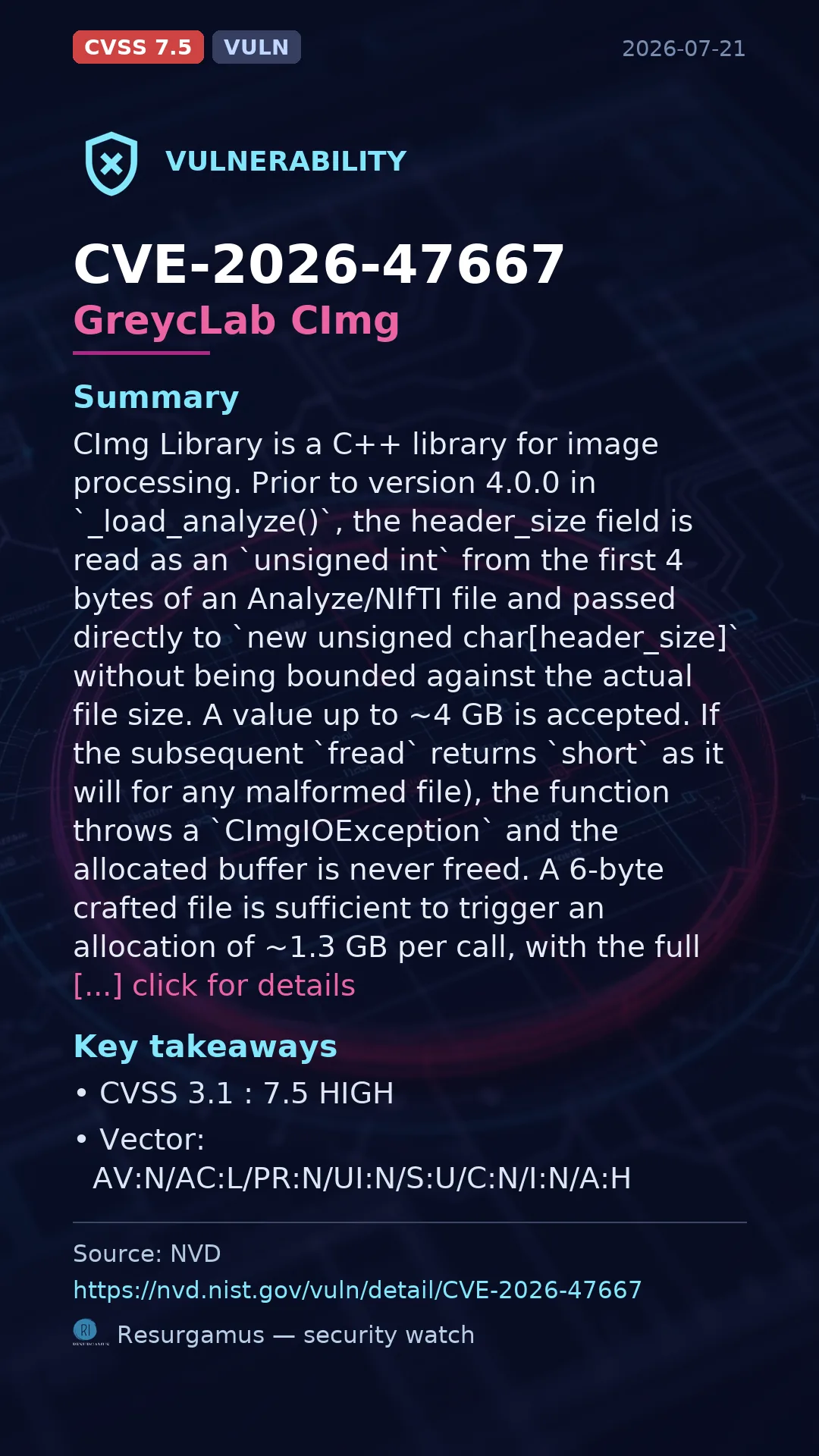 CVE-2026-47667 GreycLab CImg Vulnerability