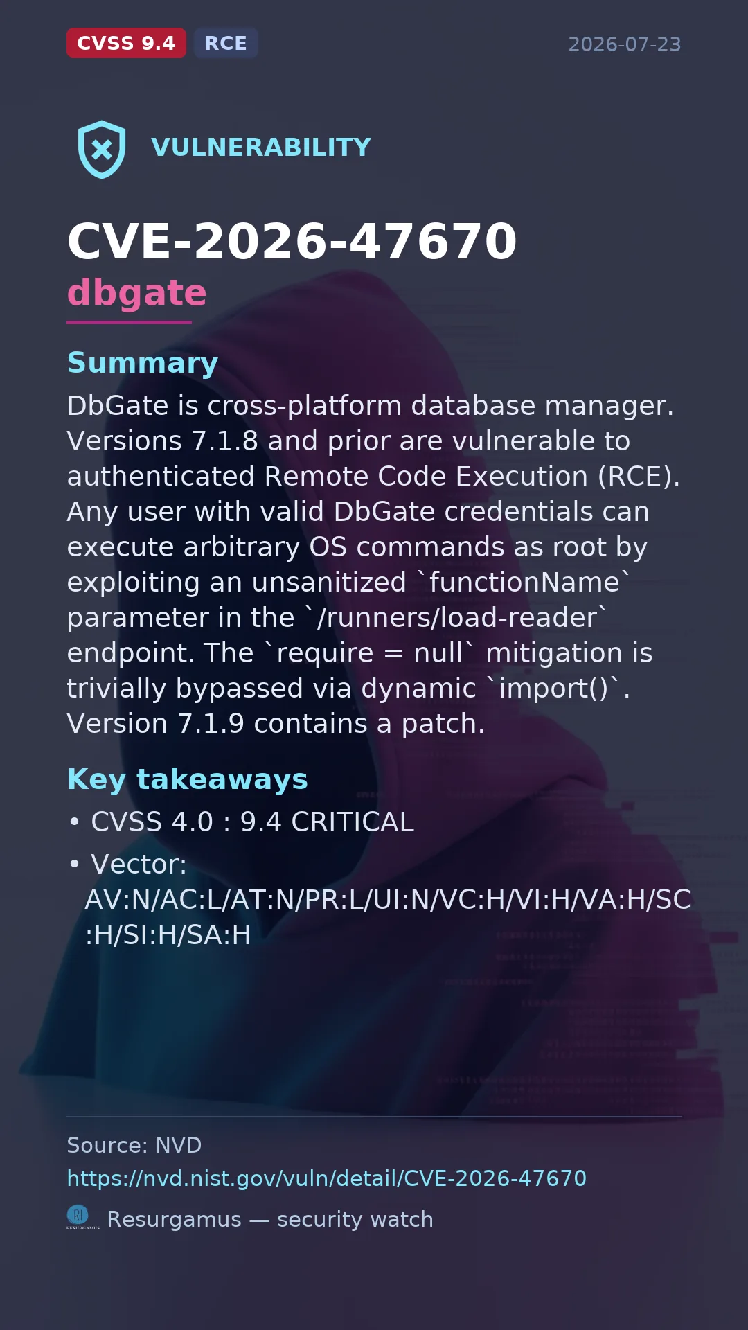 CVE-2026-47670 dbgate Vulnerability