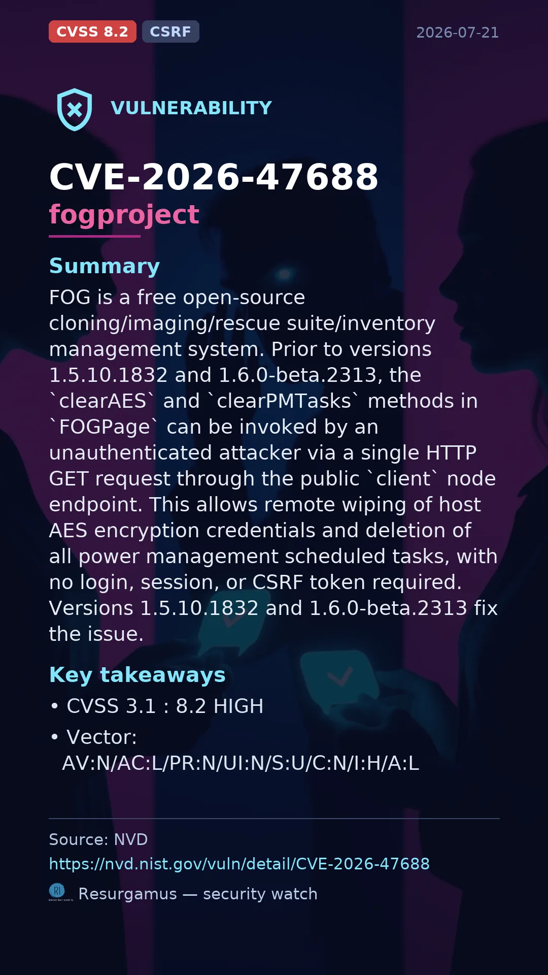 CVE-2026-47688 fogproject Vulnerability