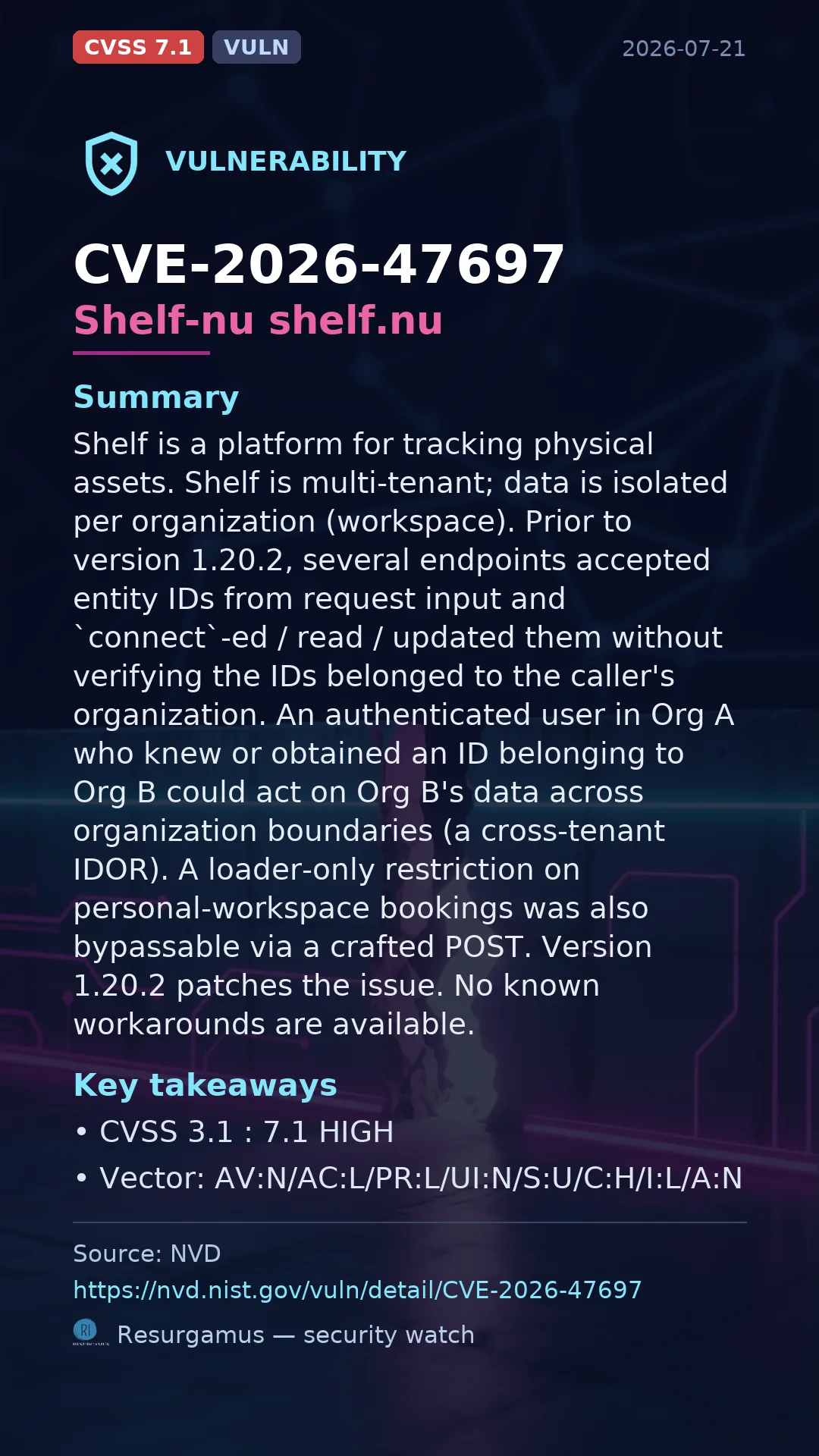 CVE-2026-47697 Shelf-nu shelf.nu Vulnerability