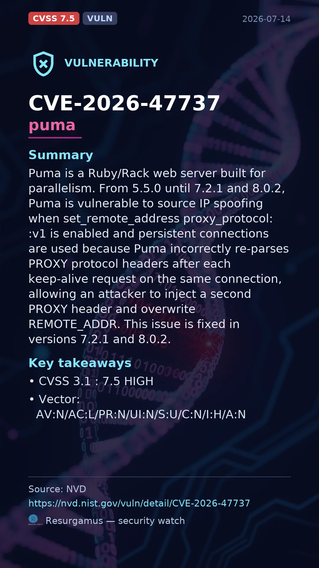 CVE-2026-47737 puma Vulnerability