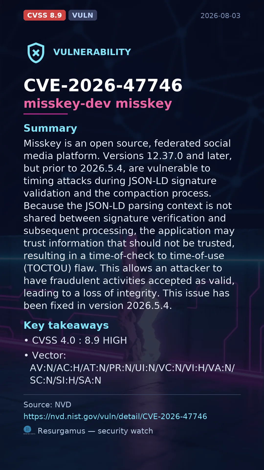 CVE-2026-47746 misskey-dev misskey Vulnerability