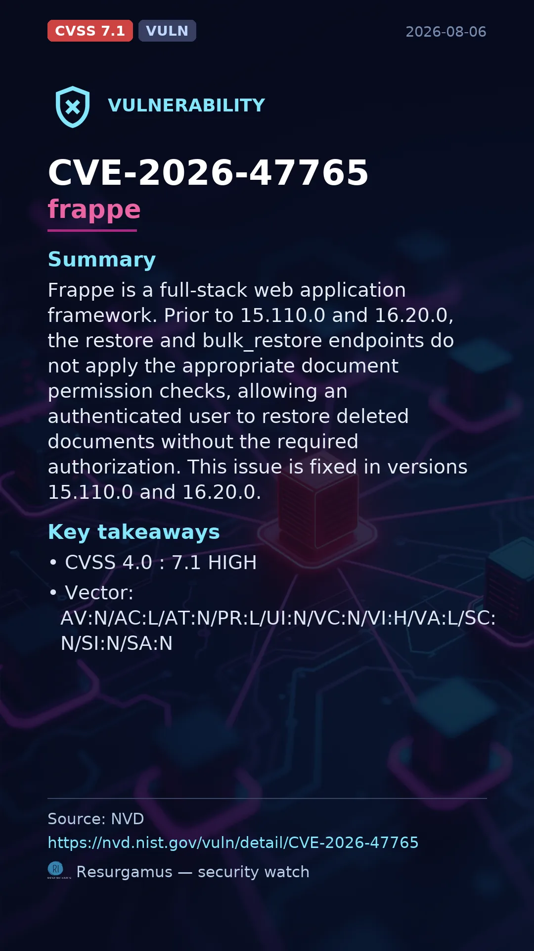 CVE-2026-47765 frappe Vulnerability