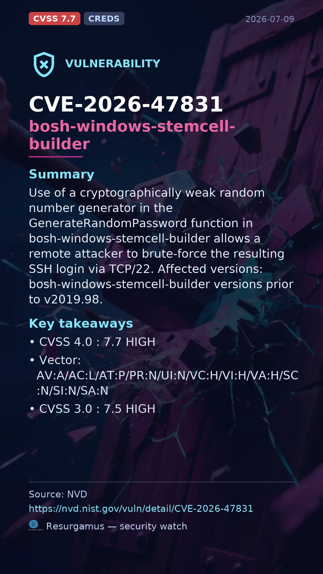 CVE-2026-47831 bosh-windows-stemcell-builder Vulnerability