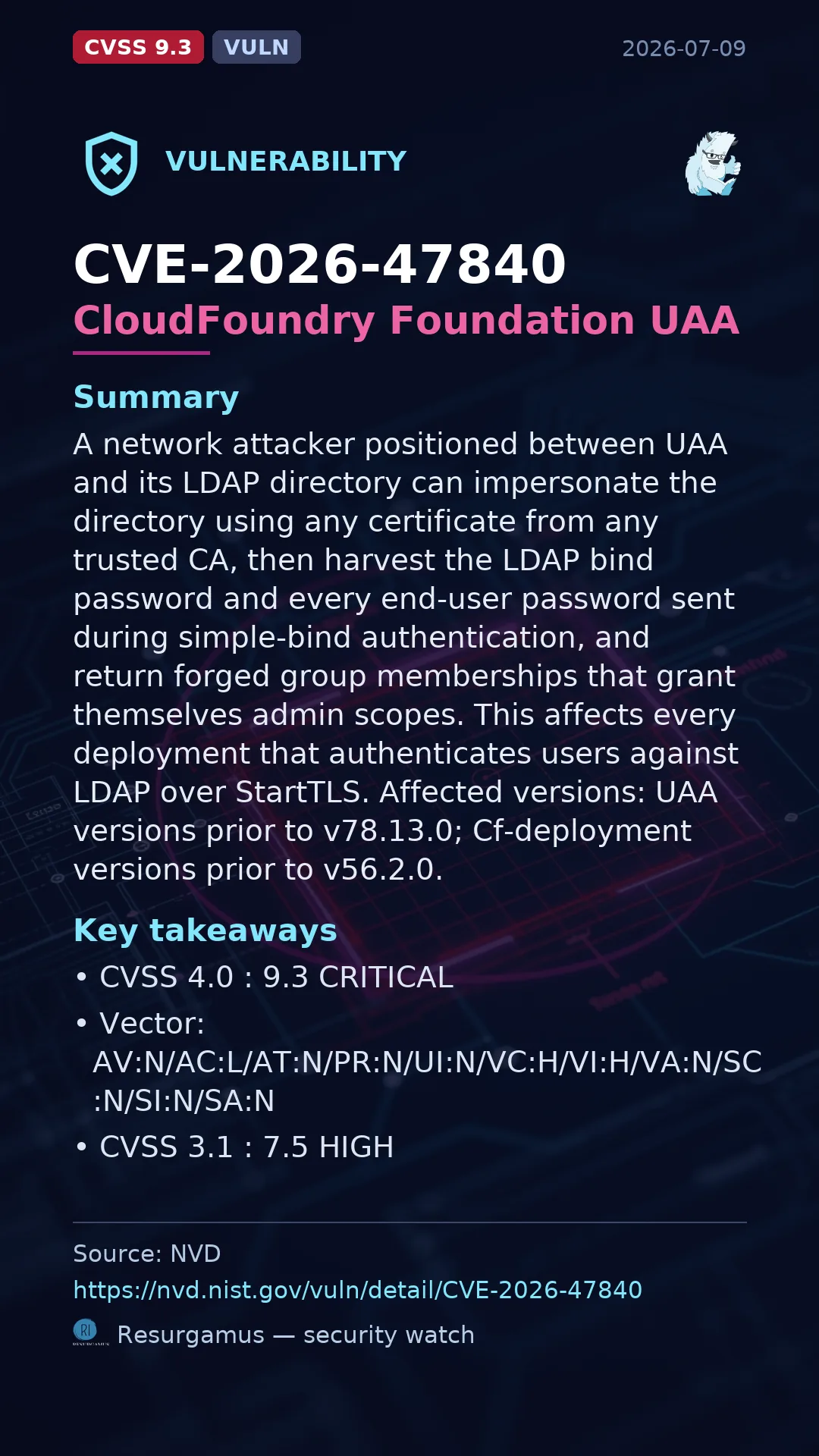 CVE-2026-47840 CloudFoundry Foundation UAA Vulnerability