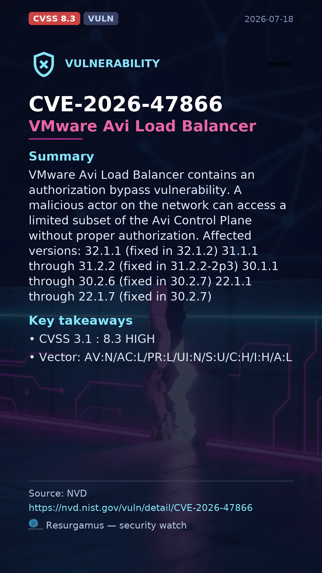 CVE-2026-47866 VMware Avi Load Balancer Vulnerability