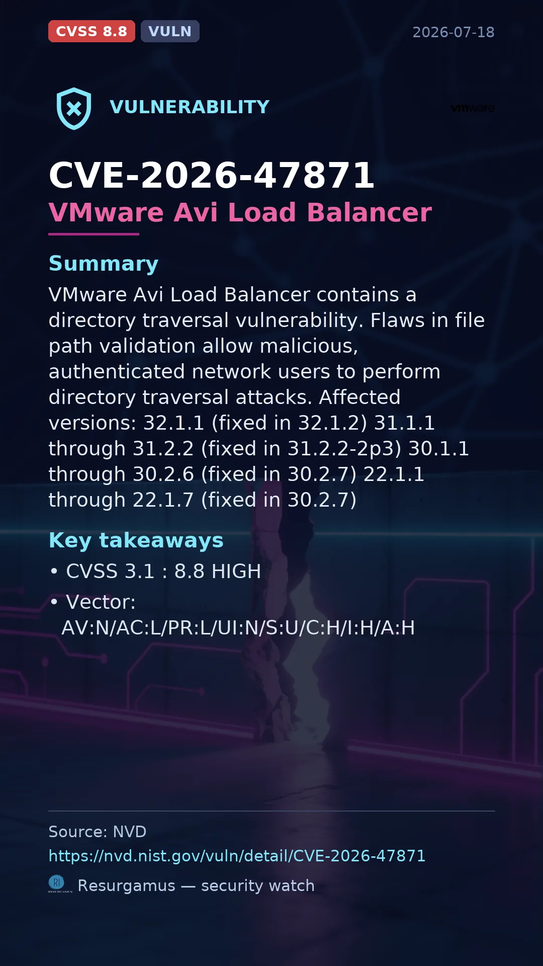 CVE-2026-47871 VMware Avi Load Balancer Vulnerability
