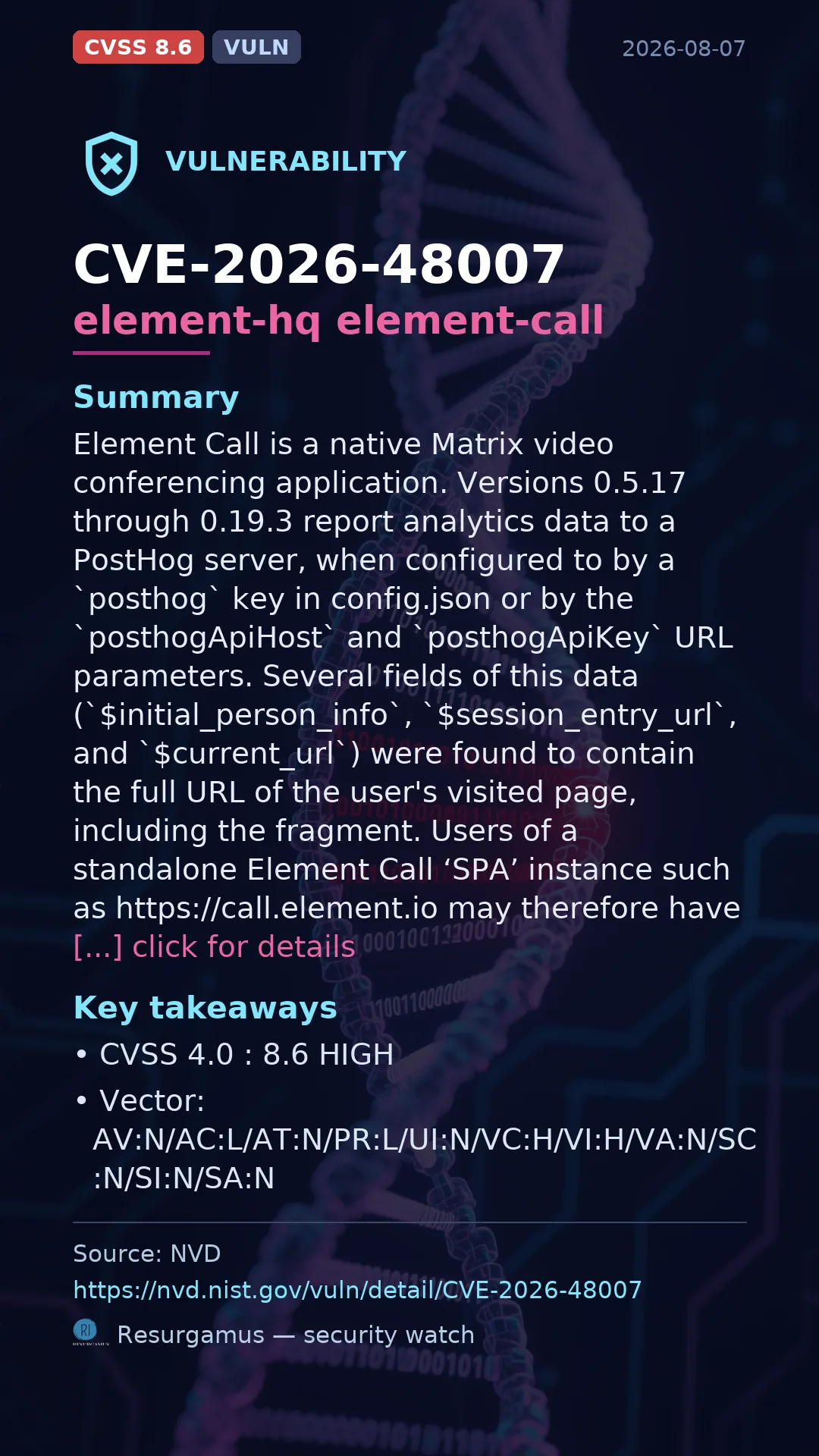 CVE-2026-48007 element-hq element-call Vulnerability